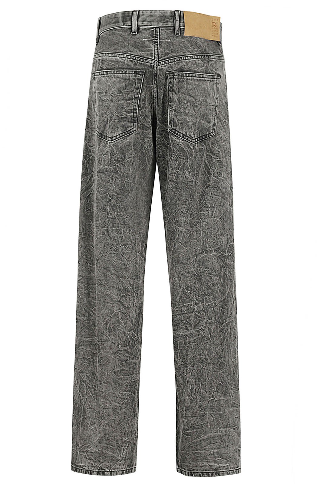 Shop Mm6 Maison Margiela Logo Patch Wide Leg Jeans In Grey