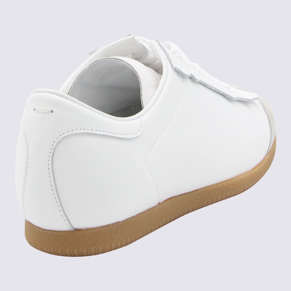 Shop Maison Margiela White Leather And Suede Sneakers