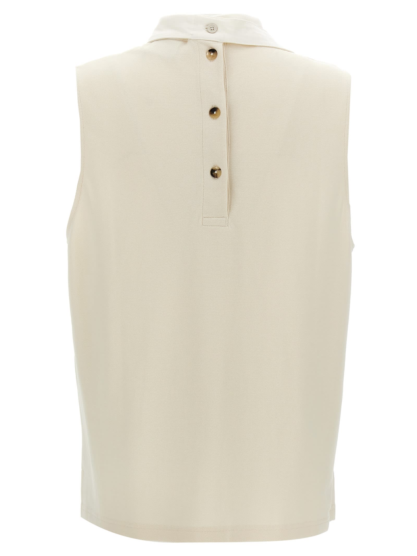 Shop Courrèges Sangle Sleeveless Polo Shirt In White