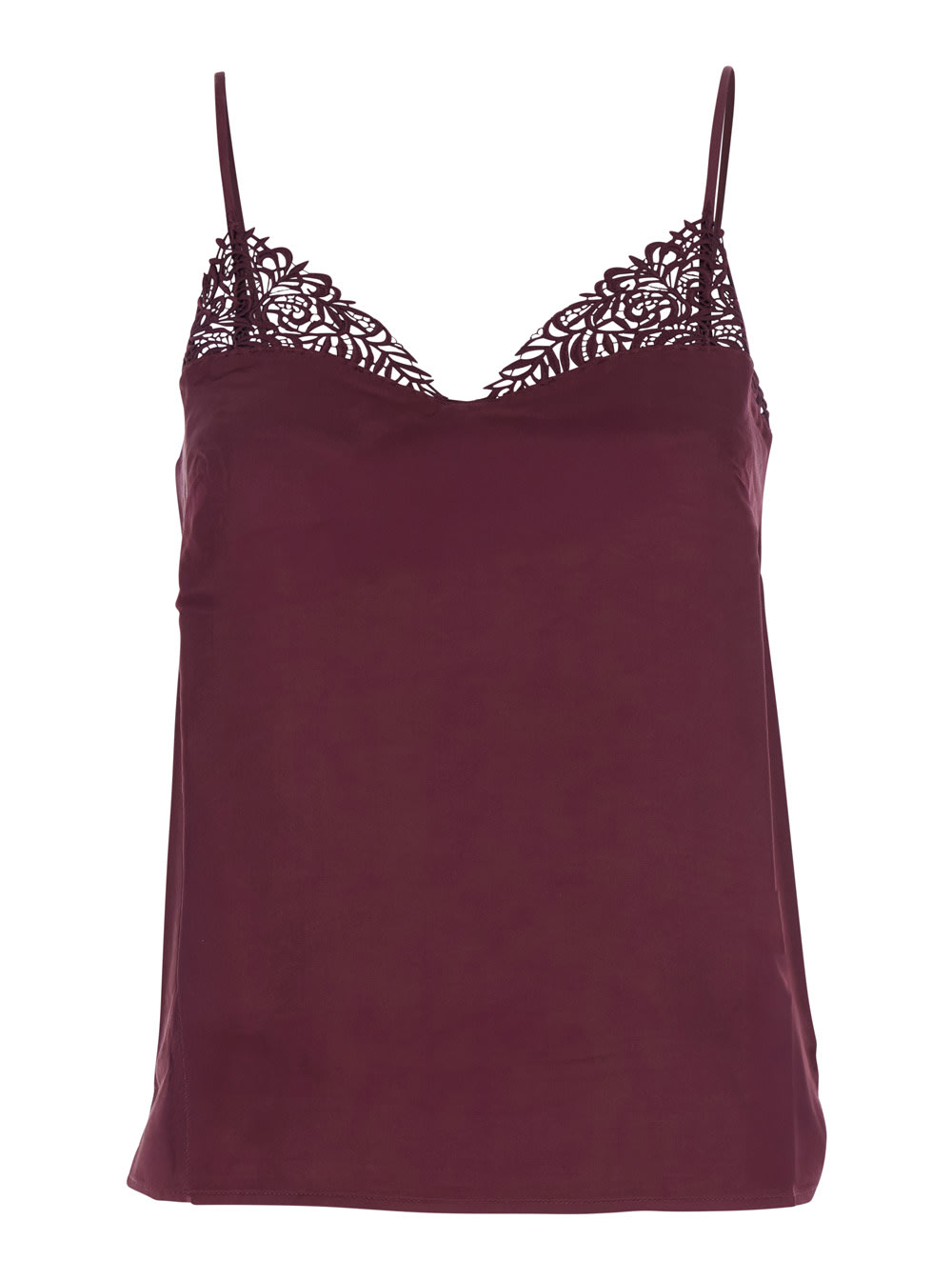 Twinset Satin Lace Top In Red