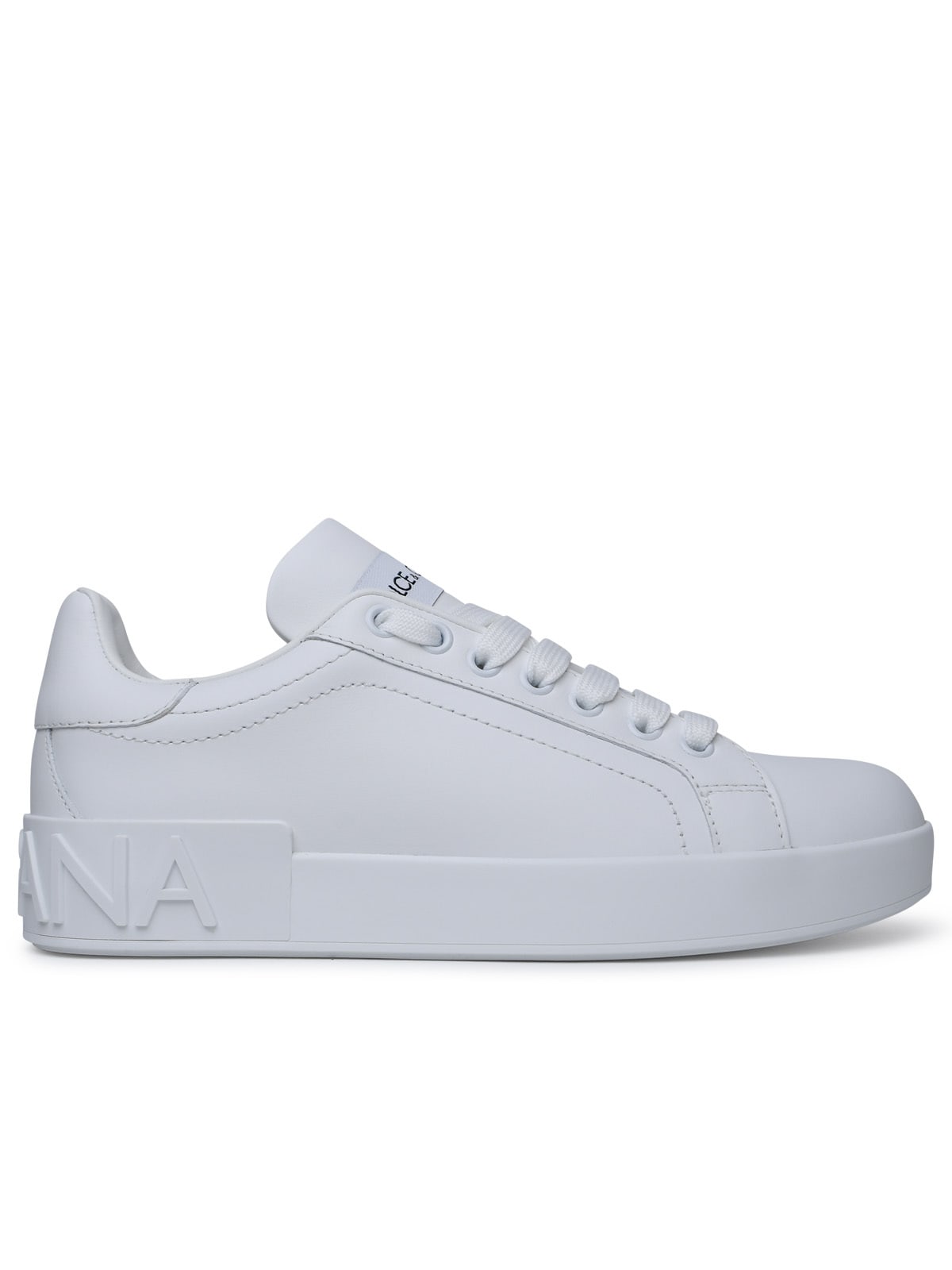 Dolce & Gabbana Portofino White Calf Leather Sneakers In Bianco