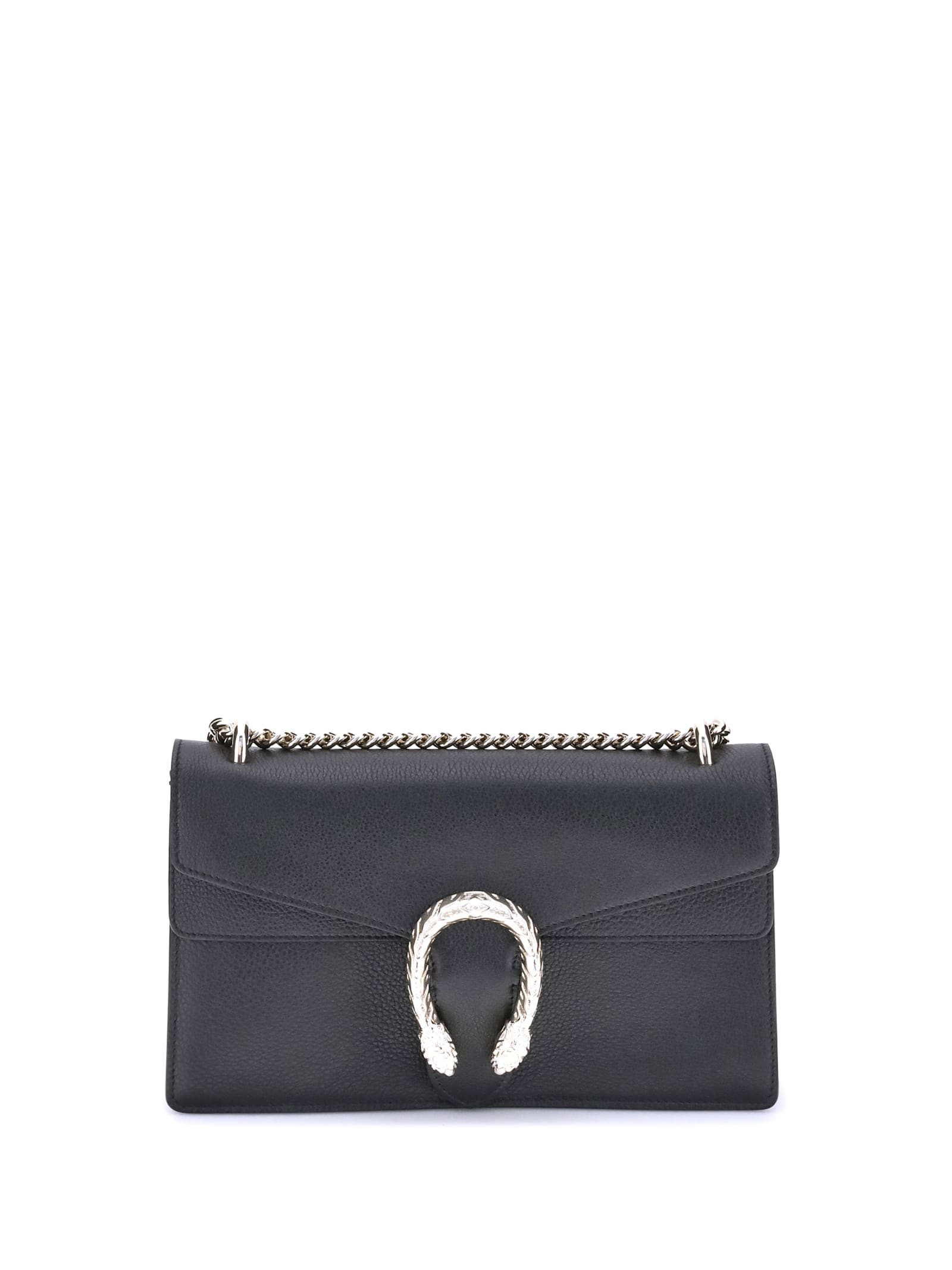 Gucci Tiger Head Detail Leather Shoulder Bag In Gray