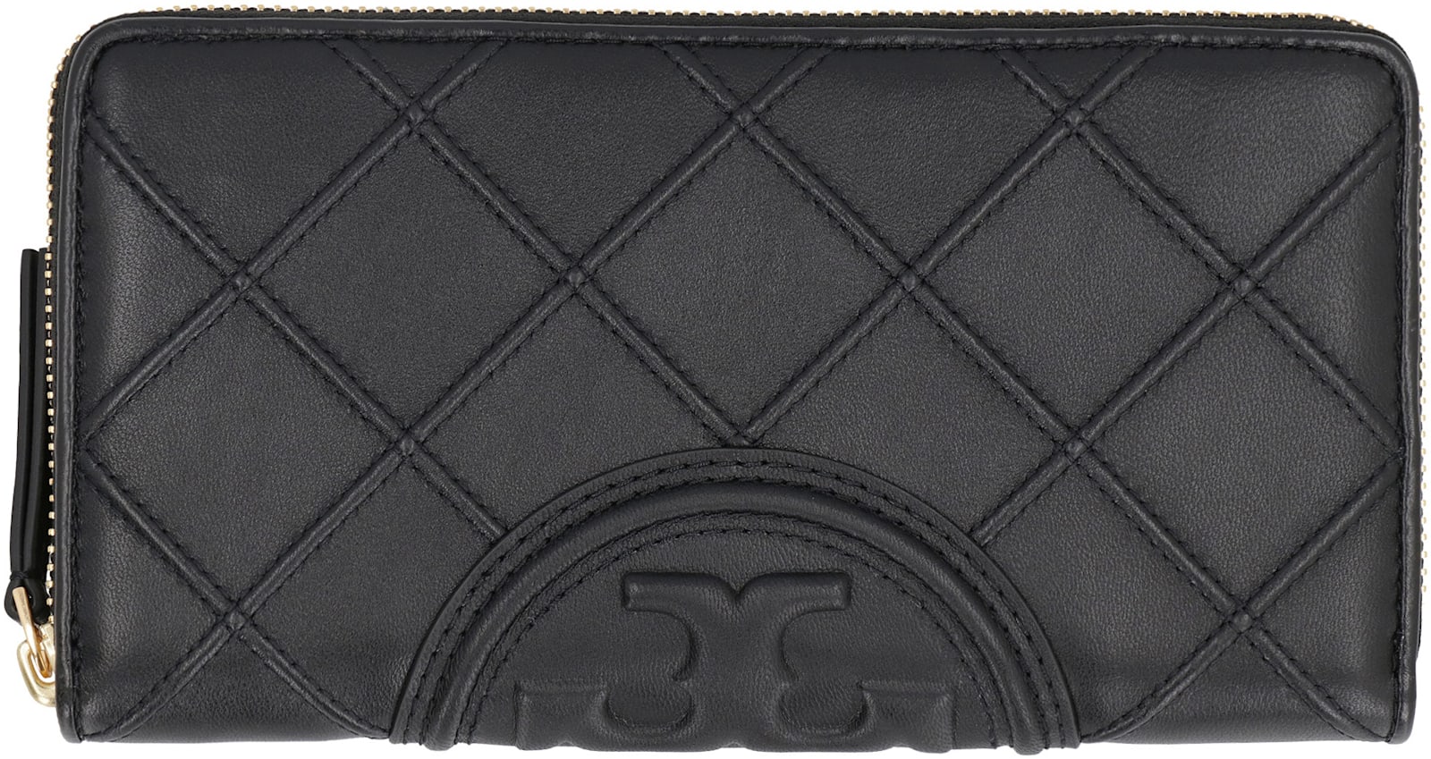 Shop Tory Burch Fleming Continental Wallet In Leather In Black