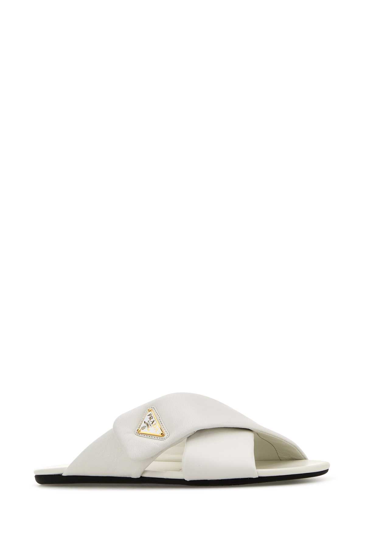 Prada Slippers In Nappa Bianca Donna In Bianco