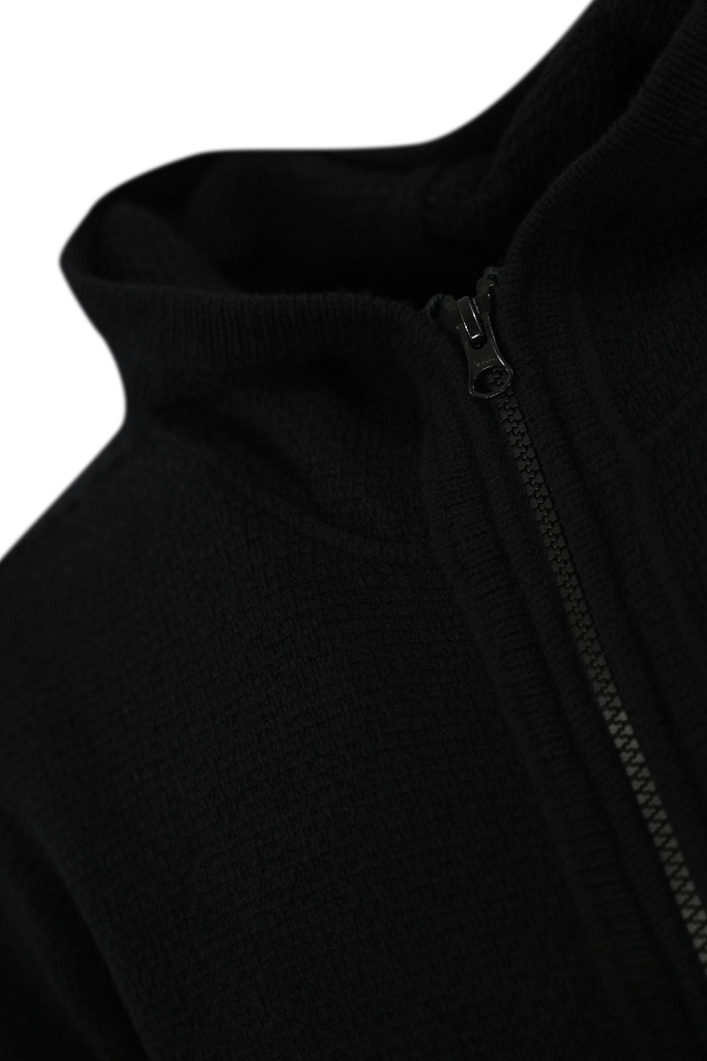 Shop Stone Island 567a3 Full Zip Cardigan With Hood In Black