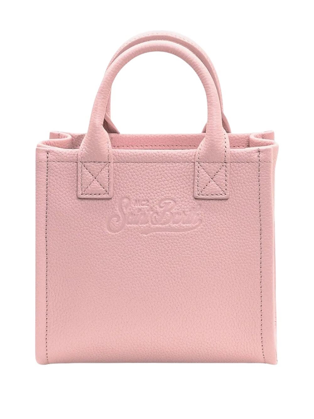 Mc2 Saint Barth Compact Rectangular Mini Vanity Bag With Gold-tone Accents In Pink