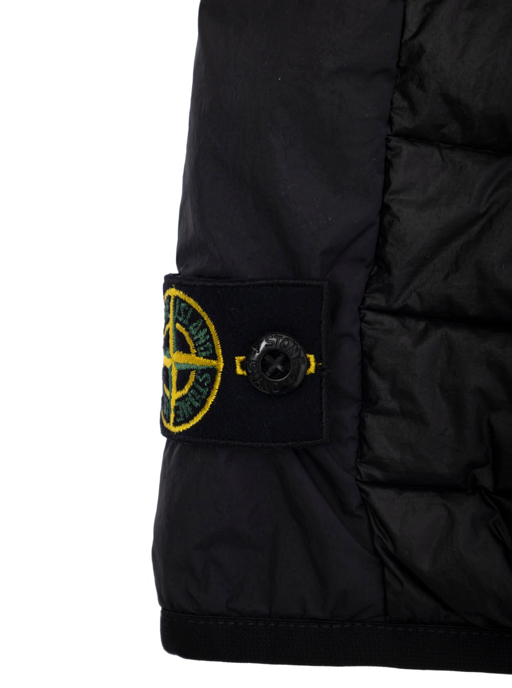 Stone Island Black Sleeveless Down Jacket With Logo Patch On The Front In Tech Fabric Boy In Black