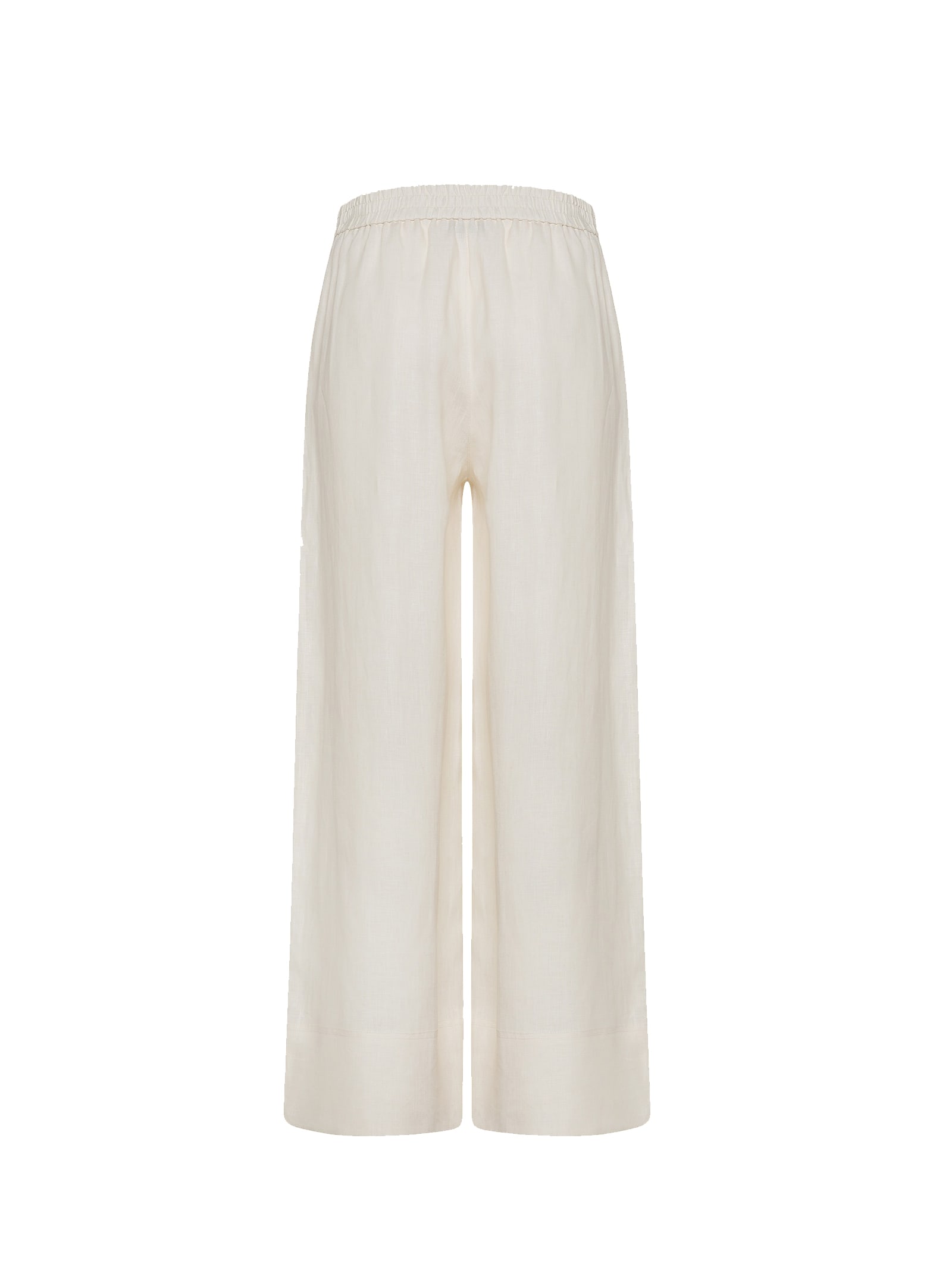Shop Seventy Wide White High-waisted Trousers In Beige