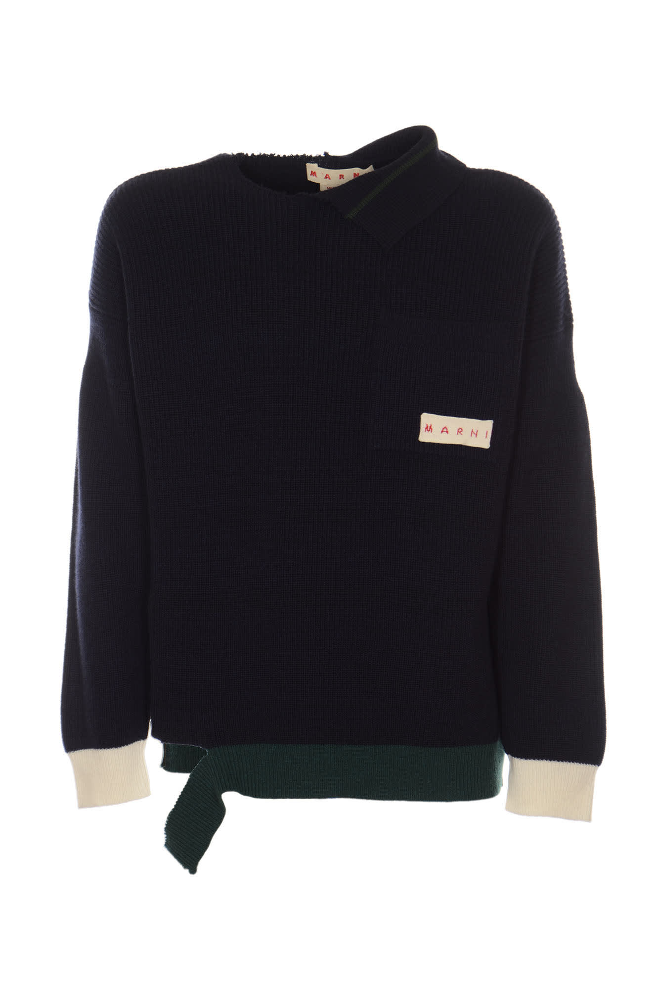 Marni Logo Patched Destroyed Effect Pullover