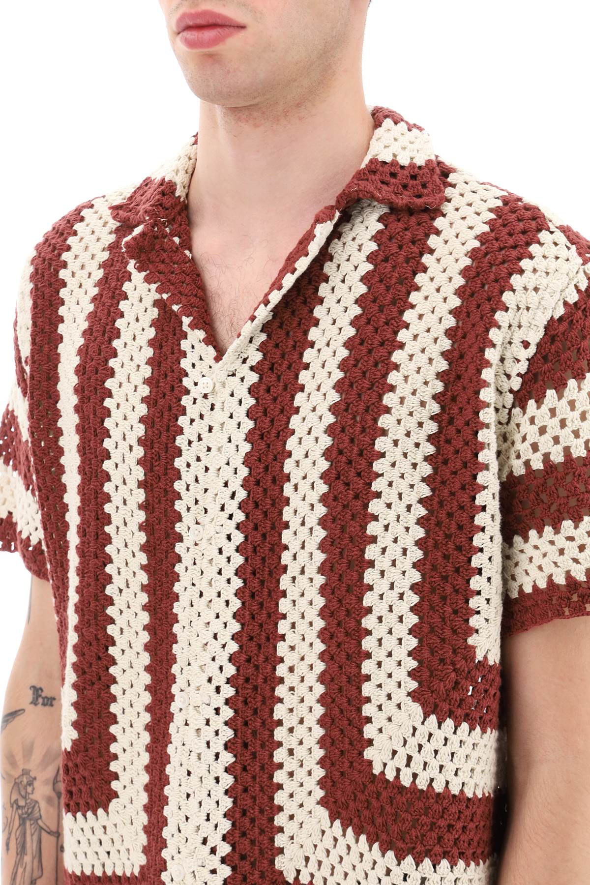 BODE Striped crochet-knit Shirt - Farfetch