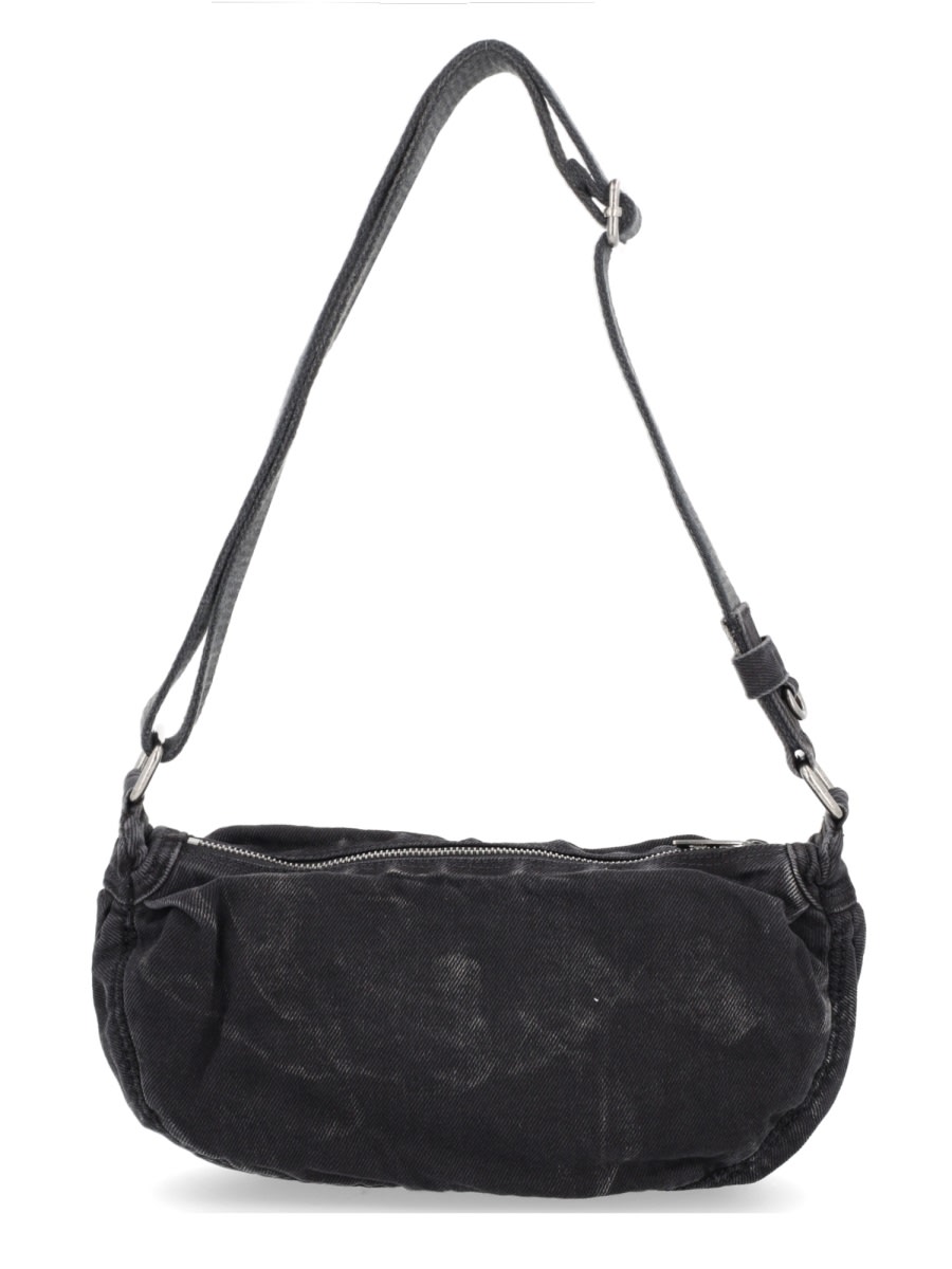 Diesel Rave Embossed-logo Shoulder Bag In Black