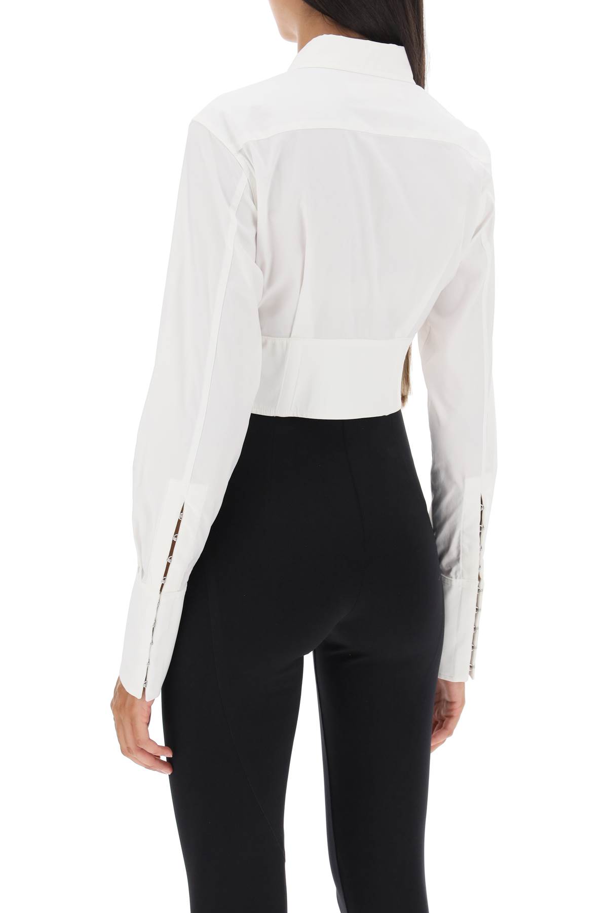 Shop Dion Lee Cropped Shirt With Underbust Corset In Ivory (white)