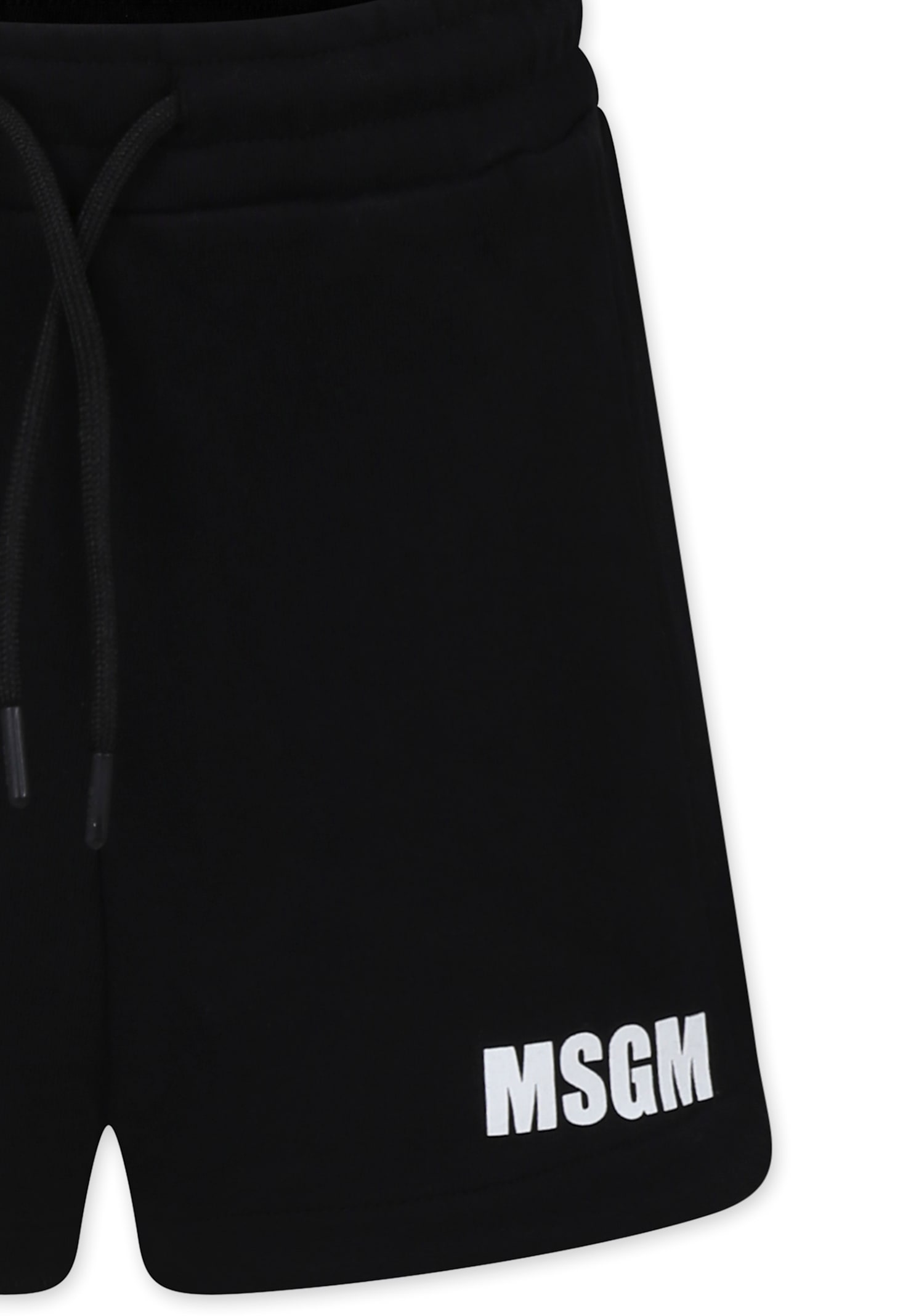 Msgm Black Shorts For Girl With Logo In Black