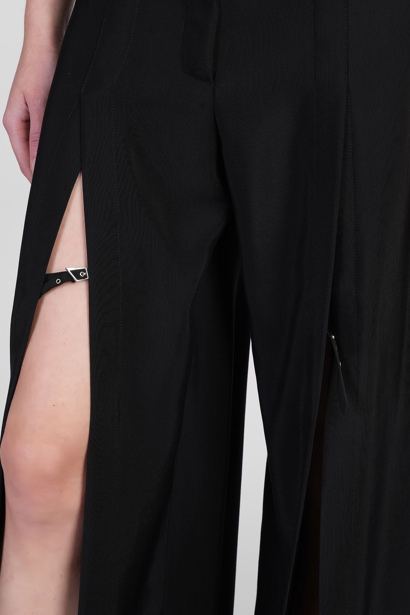 Mugler Pants In Black Viscose In Black