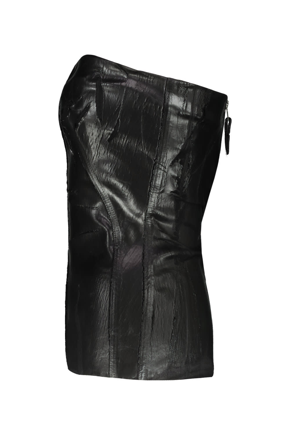 Rick Owens: Black Bustier Leather Tank Top