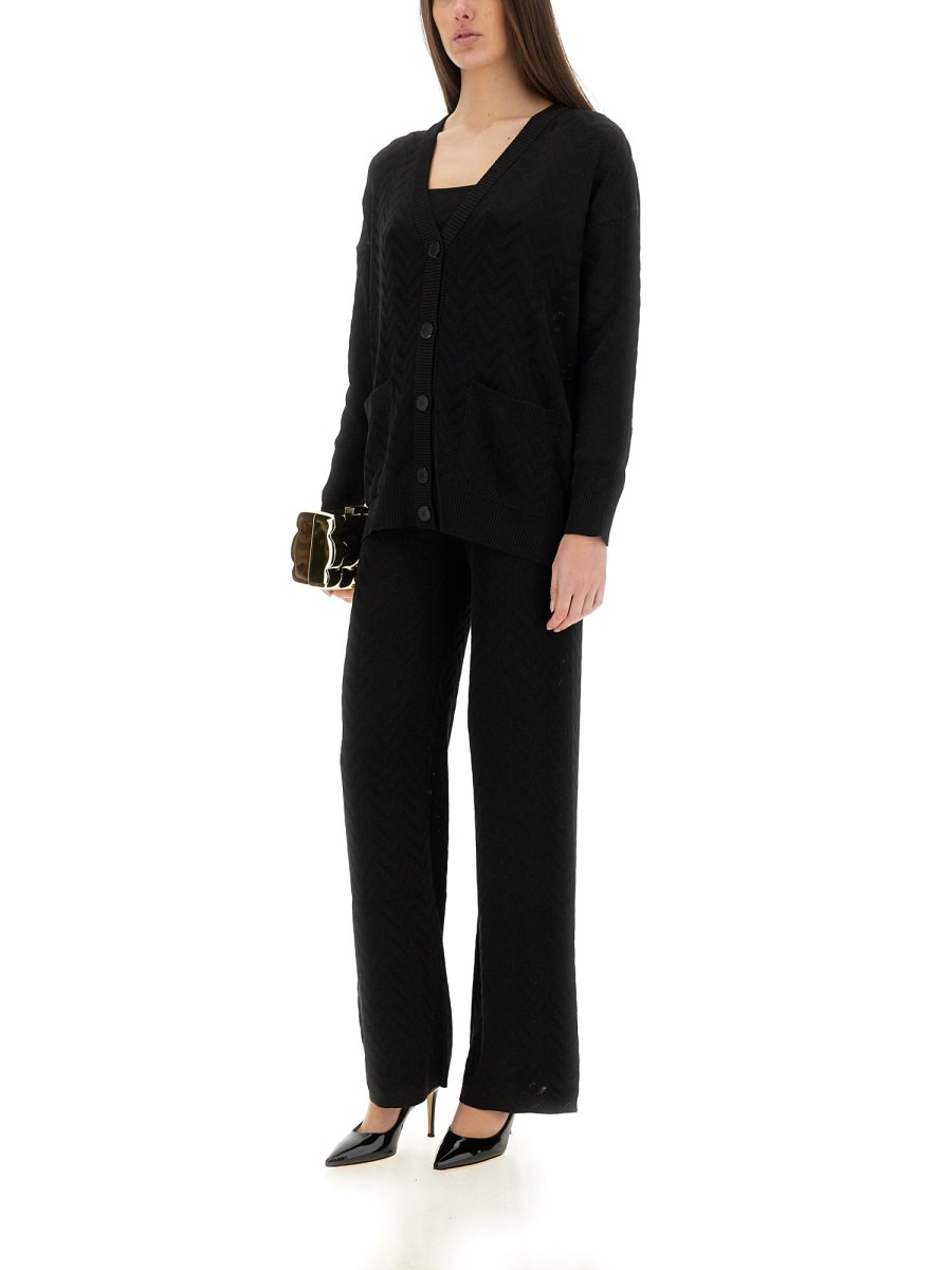 Shop Missoni Chevron Pattern Cardigan In Black
