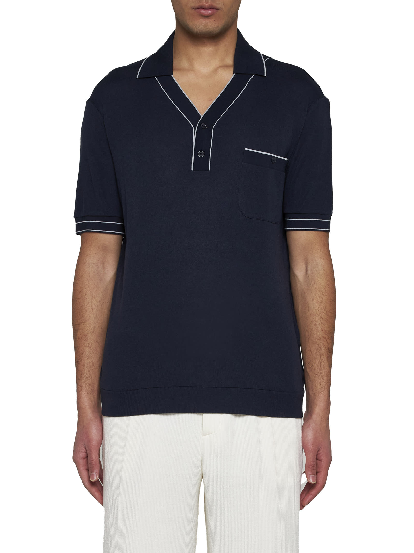 Shop Giorgio Armani Polo Shirt In Blu Notte