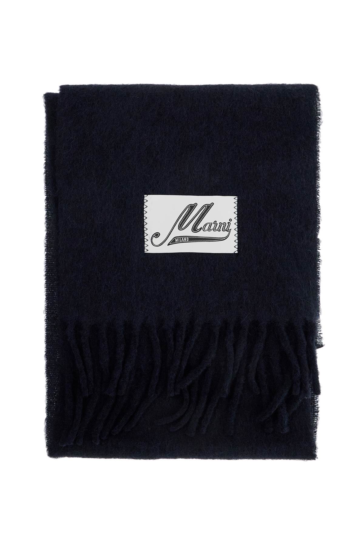 Marni Midnight Blue Alpaca Blend Scarf In Blublack