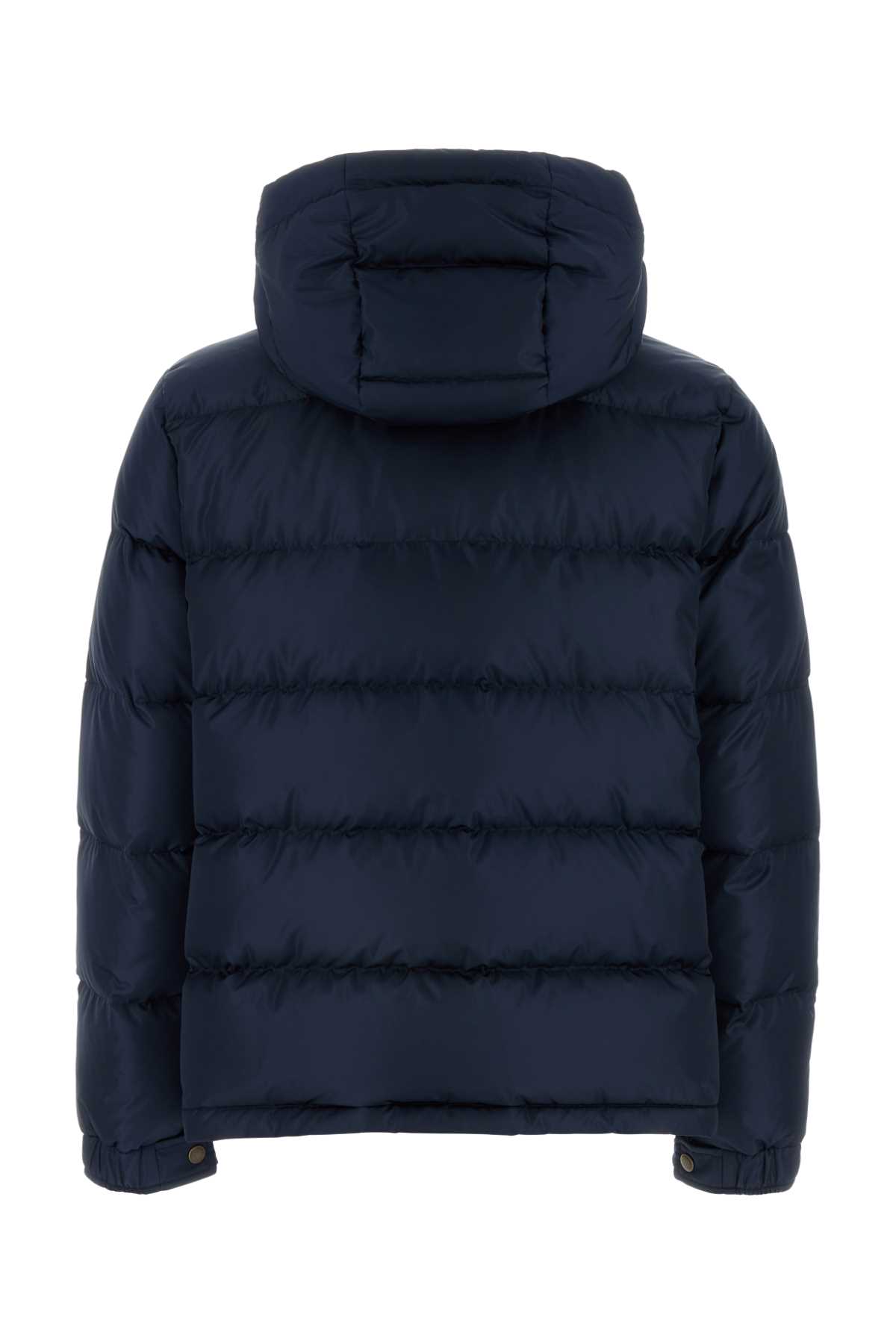 Shop Valentino Navy Blue Nylon Vlogo Down Jacket