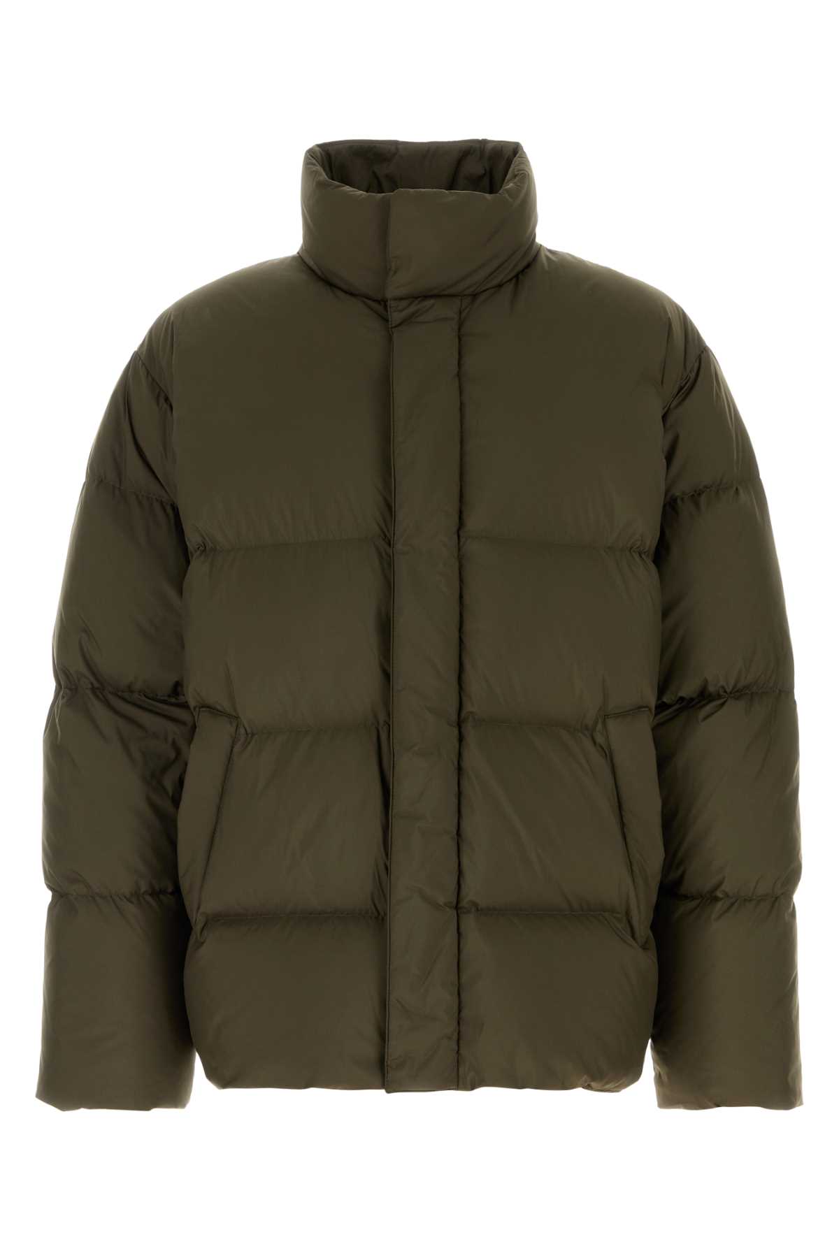 Saint Laurent Modern Puffer Jacket High Collar In Green
