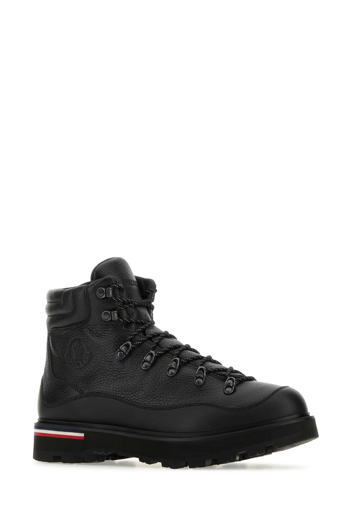 Shop Moncler Black Leather Peka Trek Ankle Boots In P97