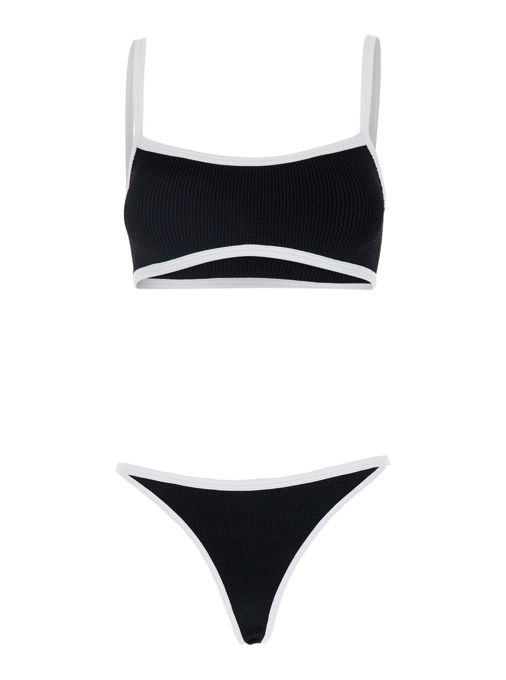 tyler Black Bikini With Contrasting Edges In Knitted Fabric Woman