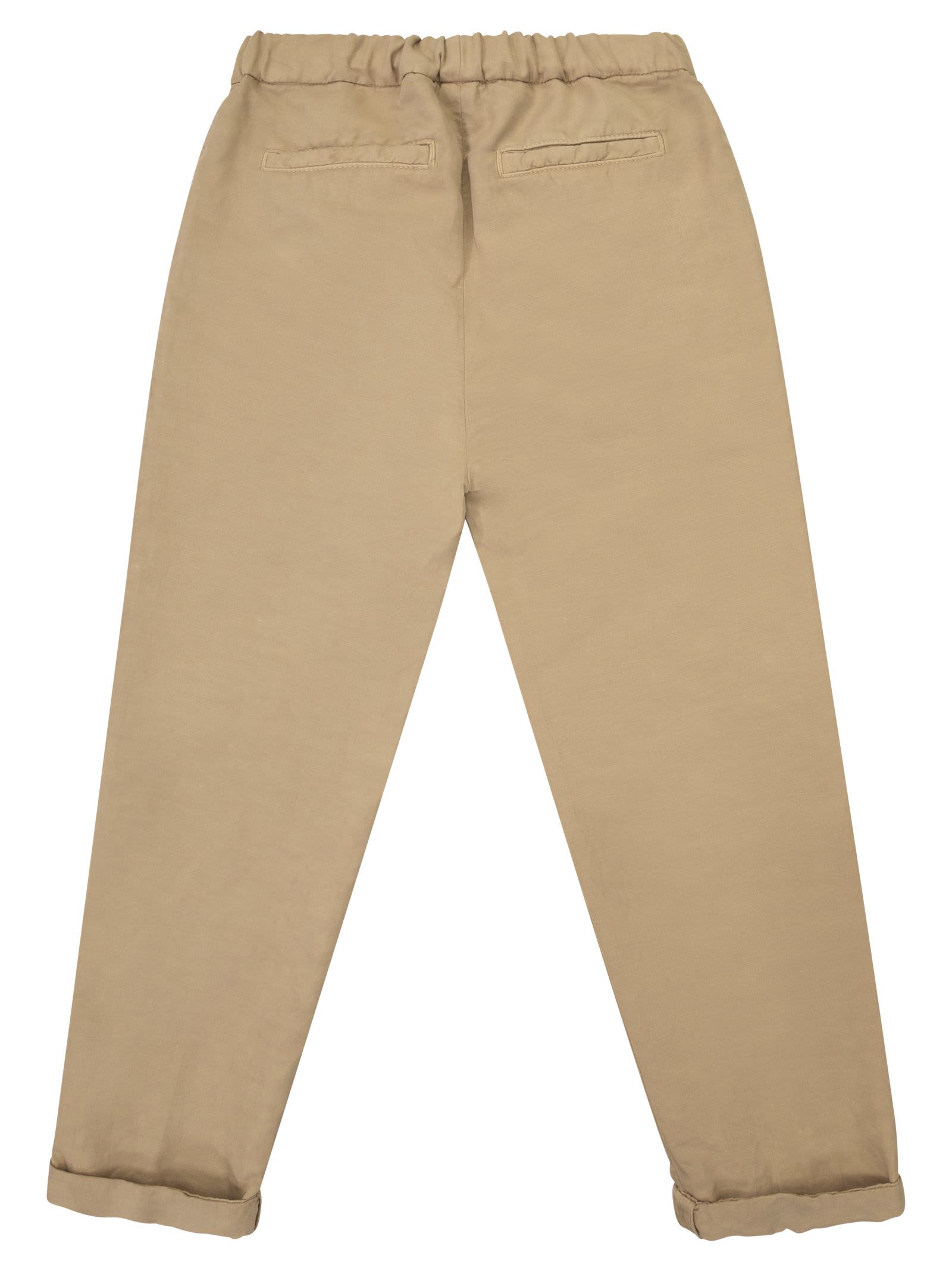 Shop Brunello Cucinelli Garment Dyed Linen And Twisted Cotton Gabardine Trousers With Drawstring In Beige