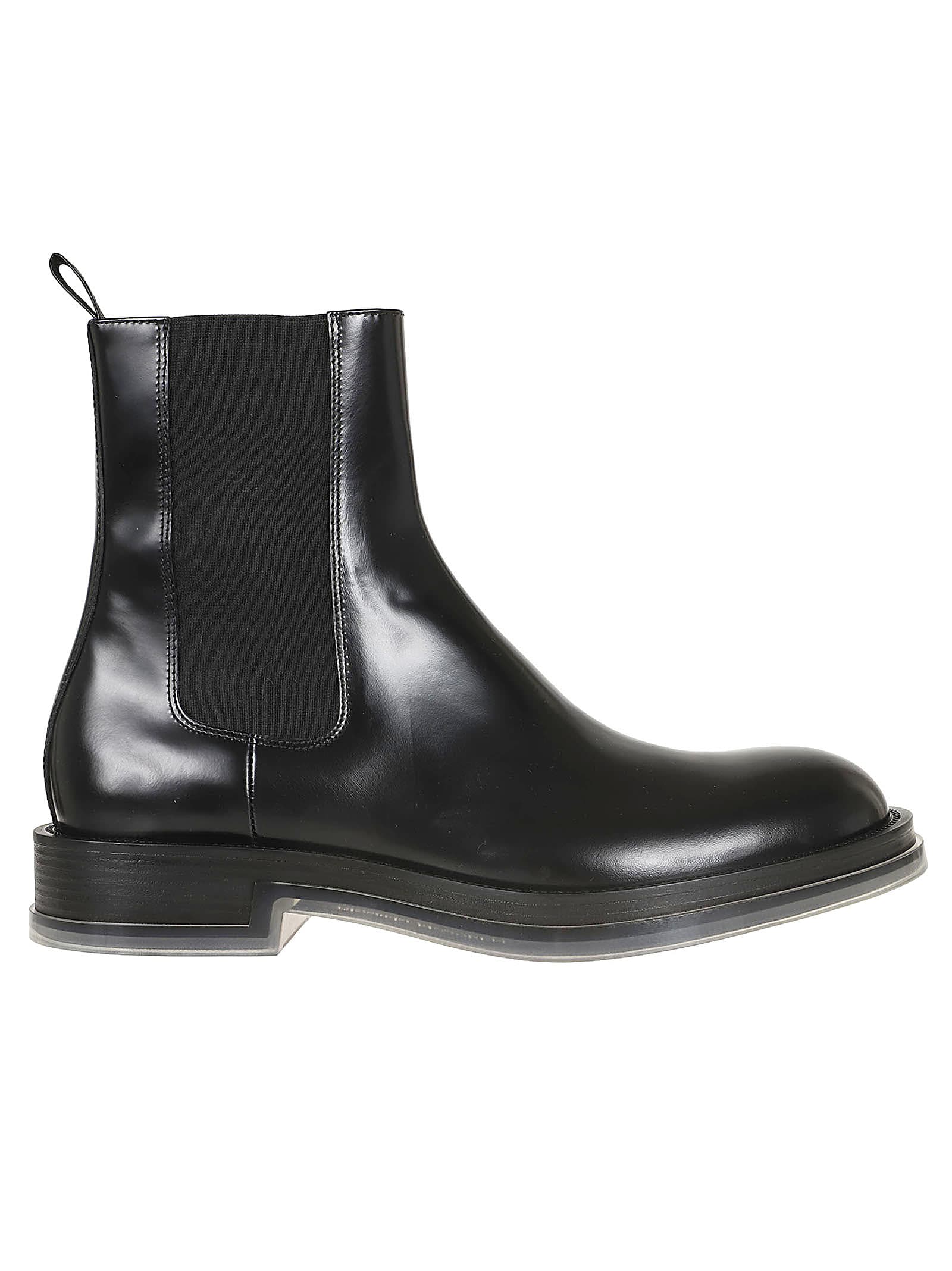 Shop Alexander Mcqueen Boot Leathe.s.leathe In Black Silver Transpa