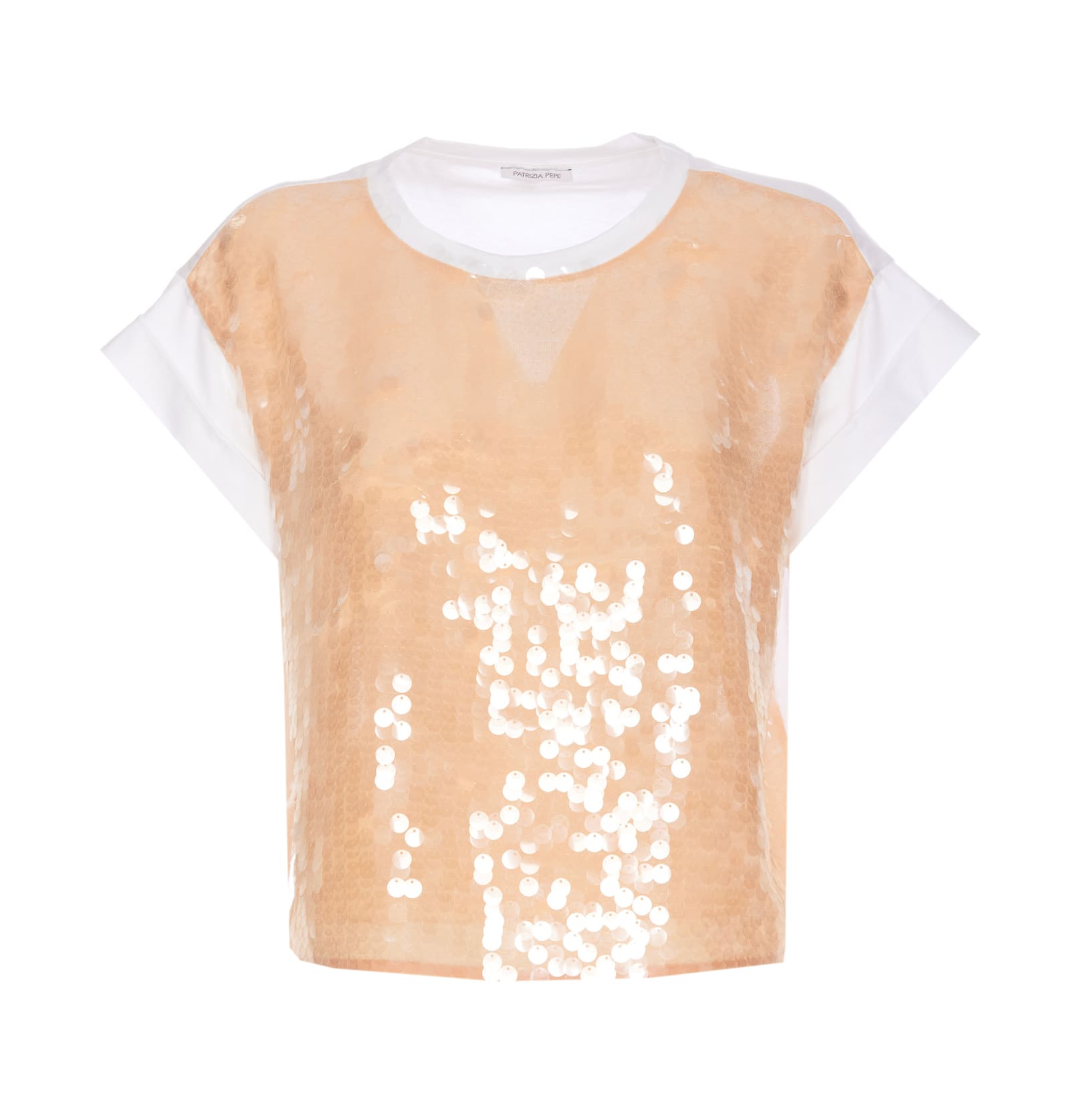 Shop Patrizia Pepe Sequins T-shirt In White