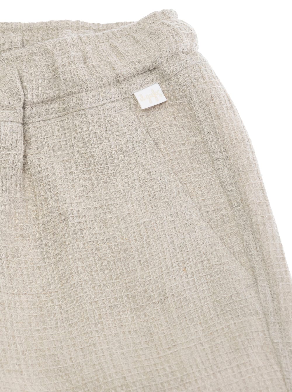 IL GUFO BEIGE PANTS WITH PATCH LOGO ON THE FRONT AND ELASTIC WAIST IN LINEN BOY