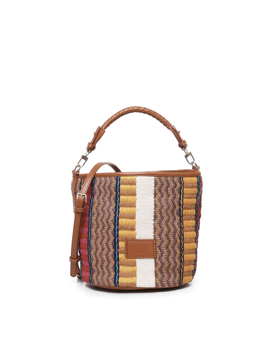 V73 Parrot Raffia Bucket Bag In Multicolour