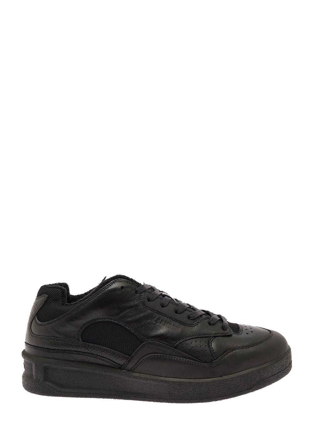 Black Leather Low Sneakers Jil Sander Man