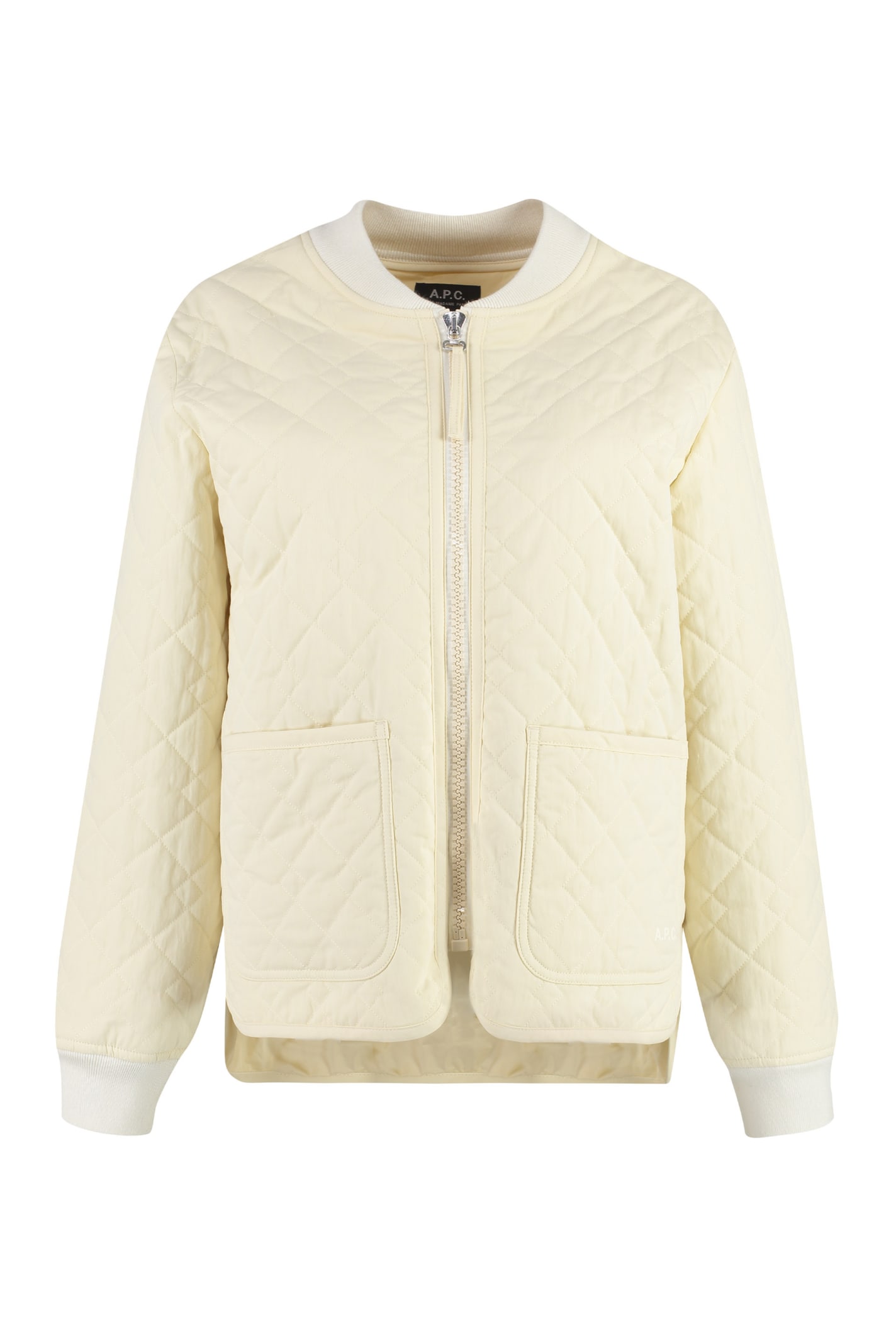 Shop Apc Elea Zippered Cotton Jacket In Panna