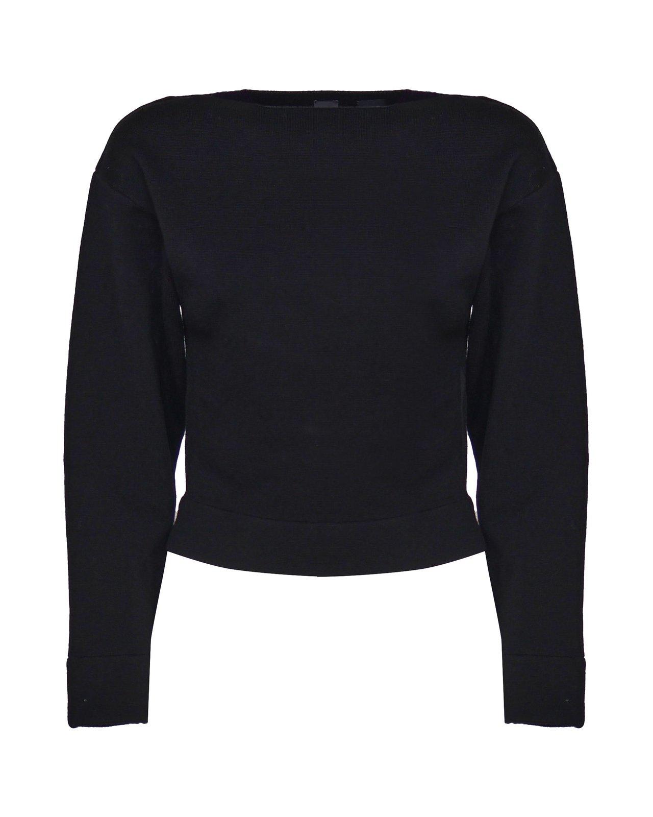 Shop Pinko Boat-neck Knitted Jumper  In Black