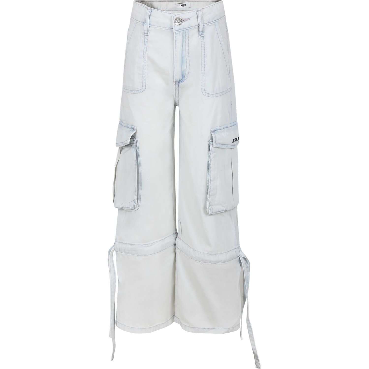 Shop Msgm Light Blue Jeans For Girl With Logo In Denim