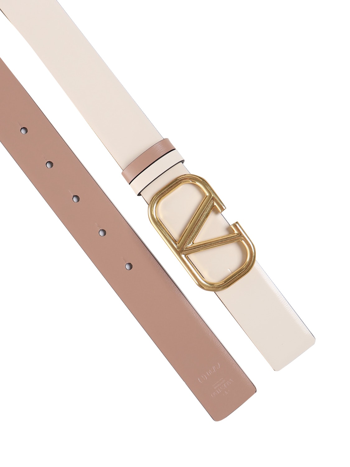 Valentino Vlogo Signature Belt In Polished Calfskin In White