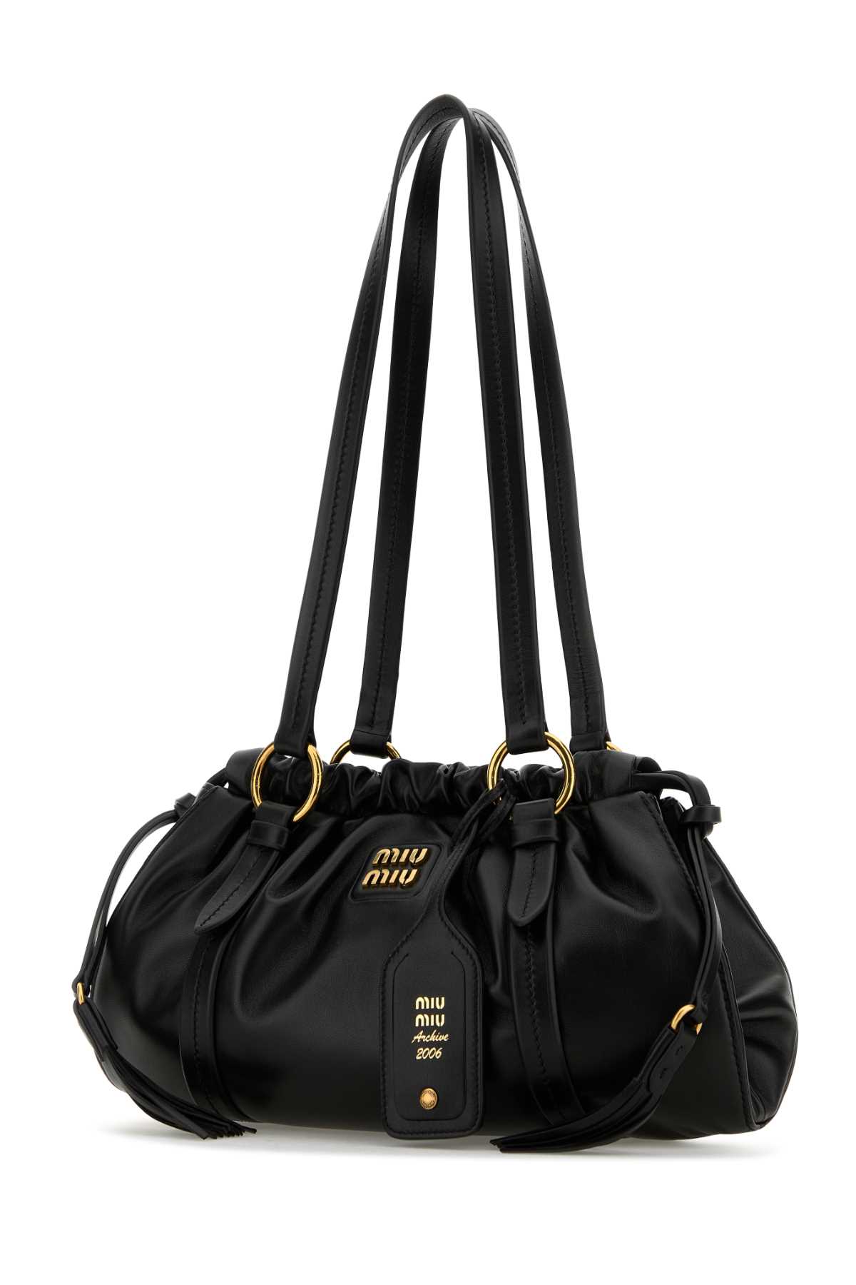 Shop Miu Miu Black Nappa Leather Joie Shopping Bag