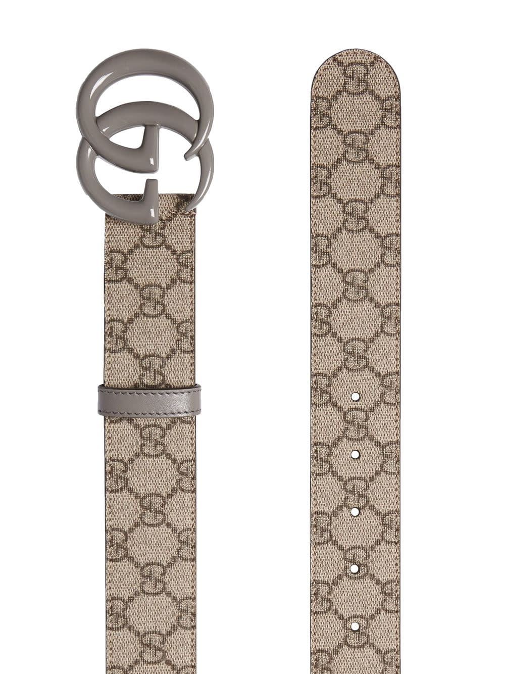Gucci Gg Marmont Leather Belt In Gray