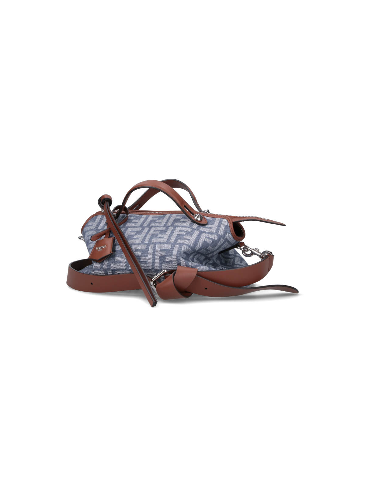 Fendi By The Way Soft Medium Ff Jacquard Denim Crossbody Bag In Blue
