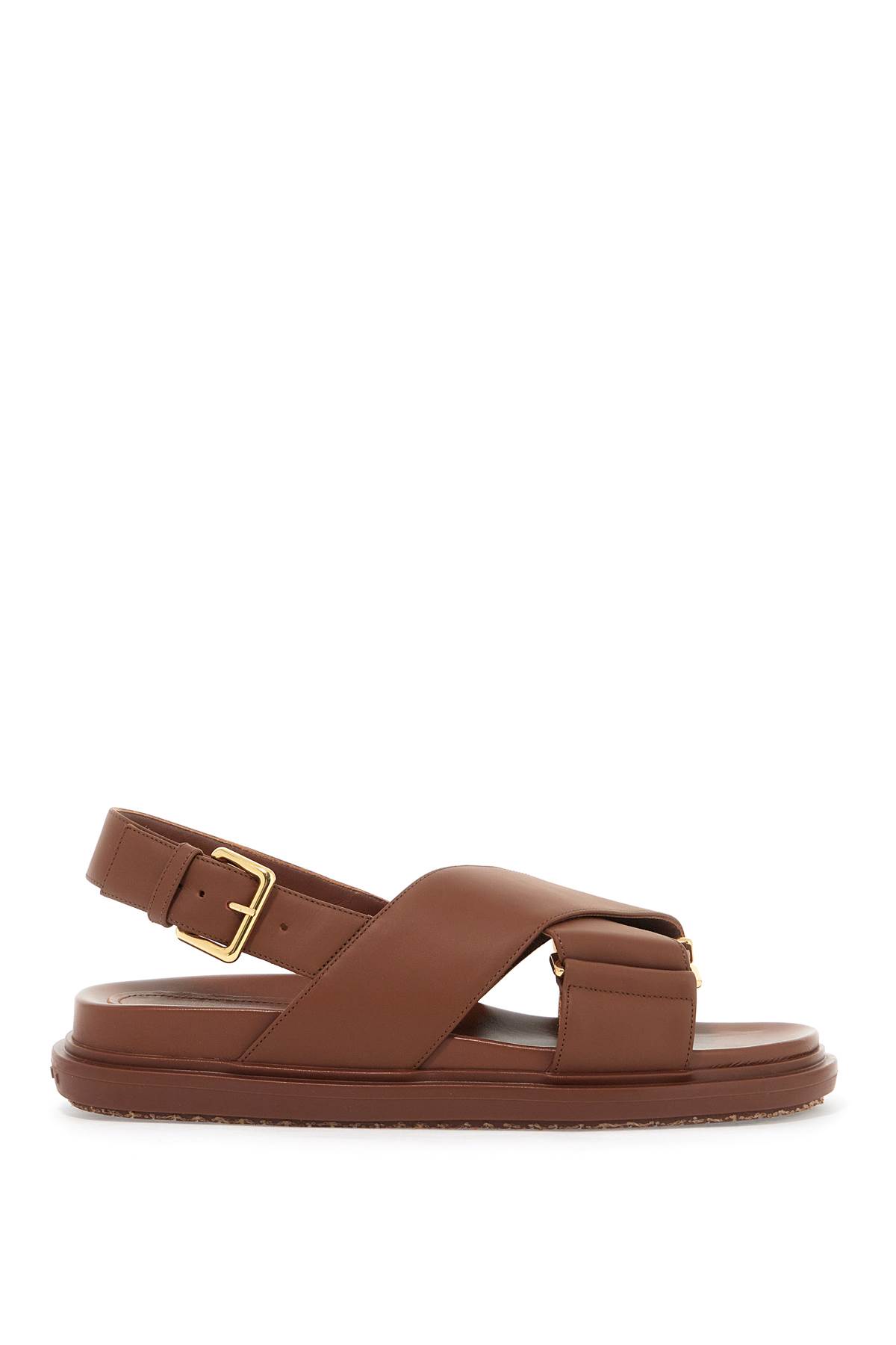 Shop Marni Fussbett Leather Sandals In Gold Brown (brown)