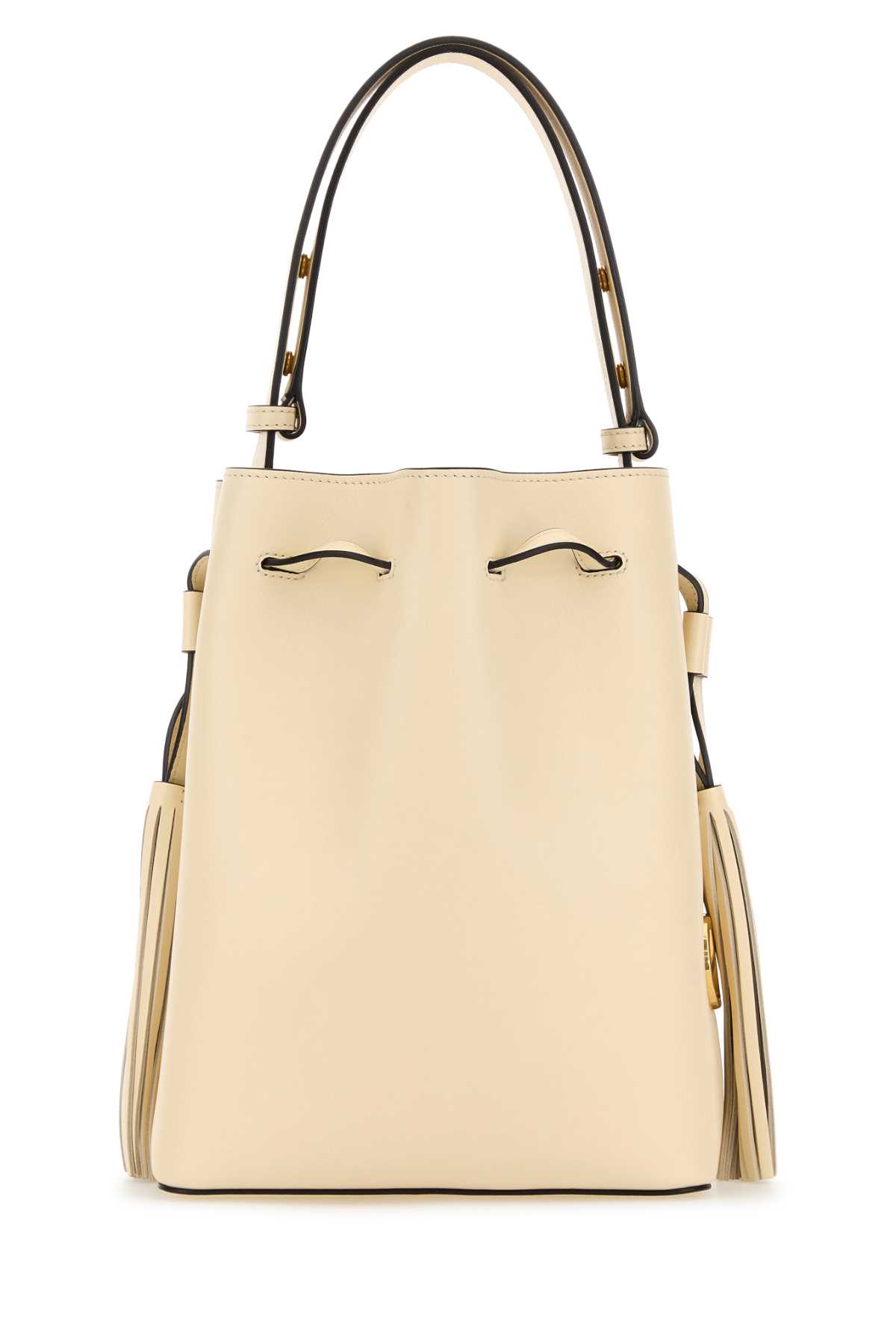 Valentino Ivory Leather Vlogo Signature Bucket Bag In Neutral