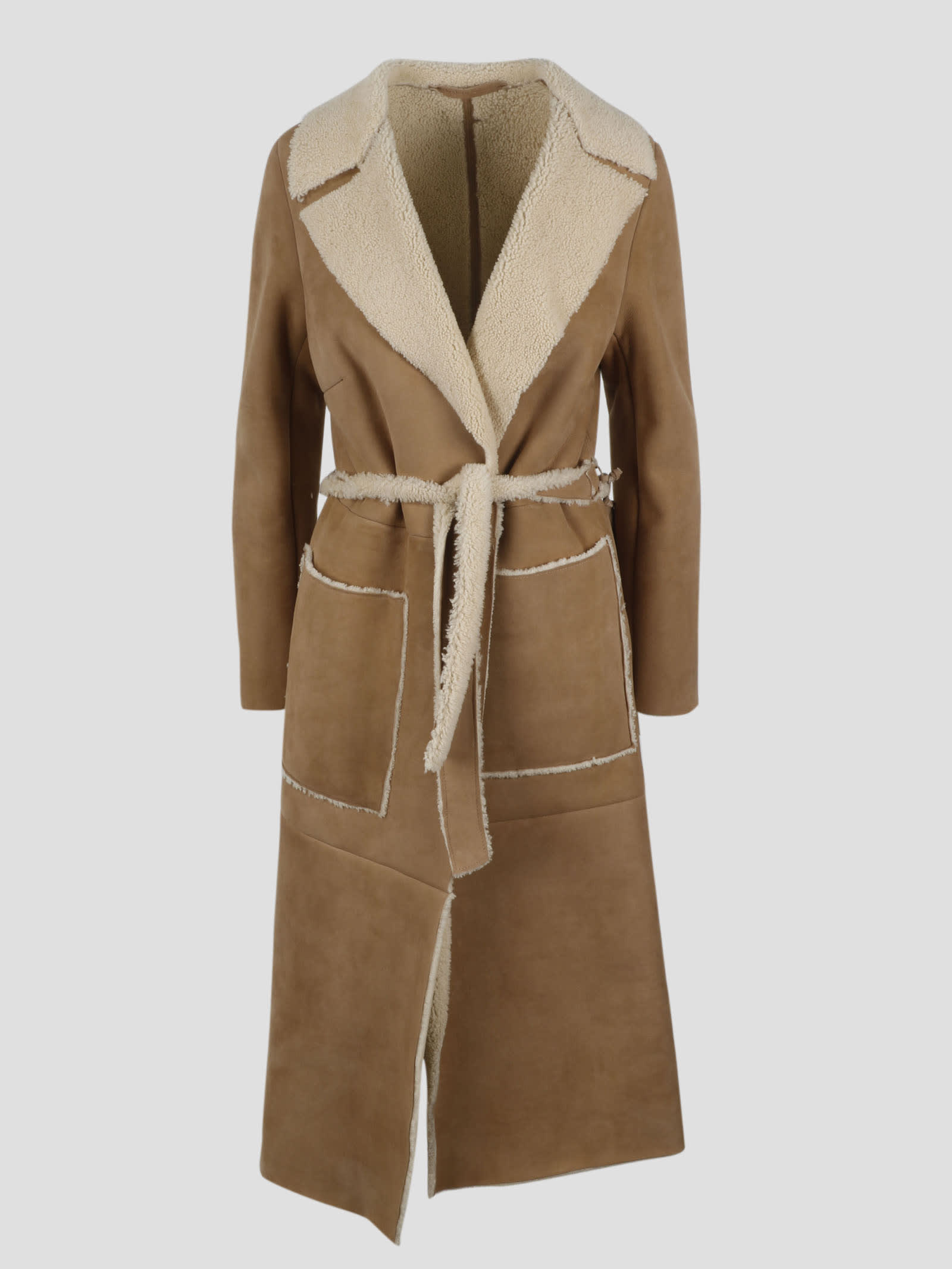 Salvatore Santoro Suede And Shearling Belted Coat