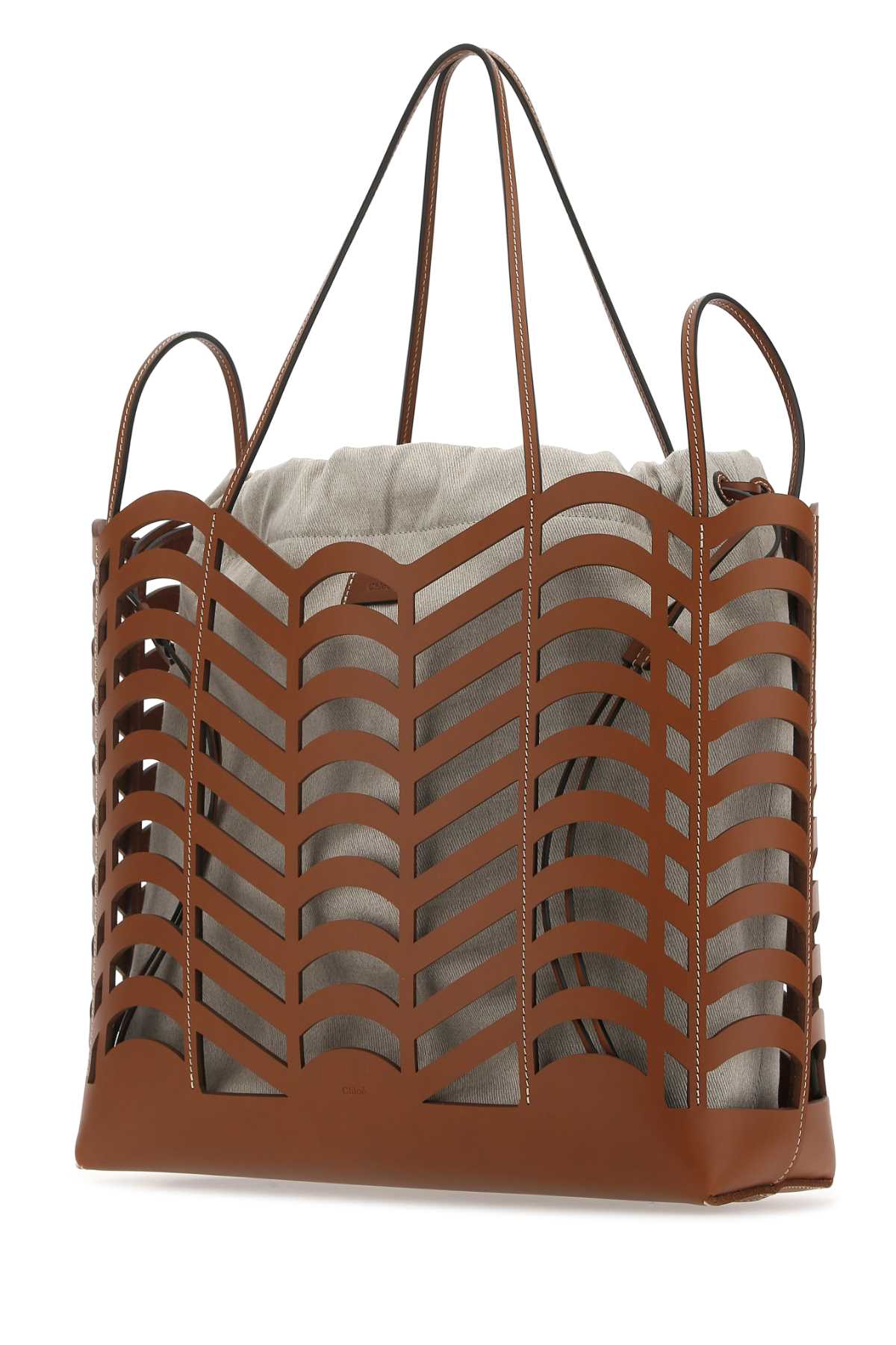 Chloé Two-tone Leather And Linen Medium Kayan Shopping Bag In 247