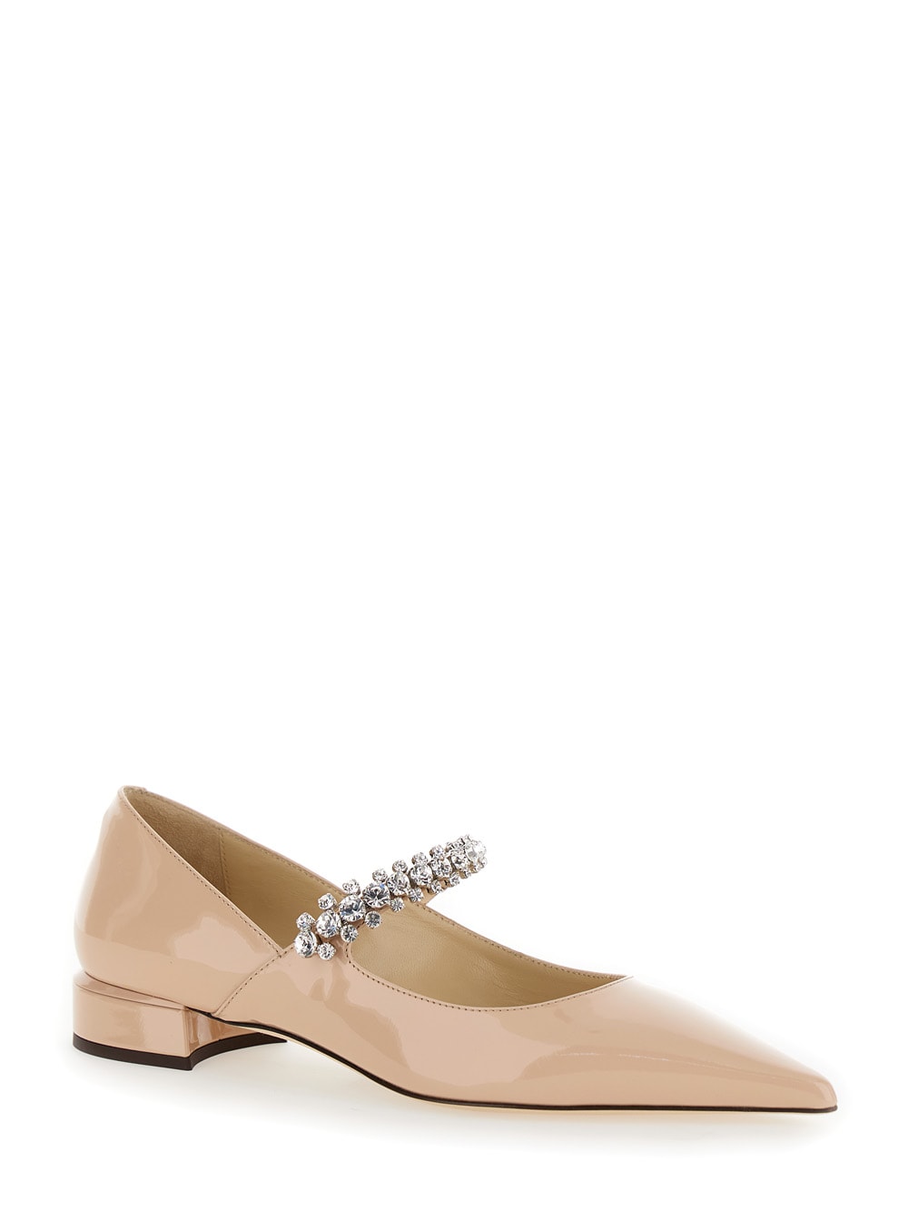 Shop Jimmy Choo Beige Sabot With Rhinestone And Low Heel In Patent Leather Woman