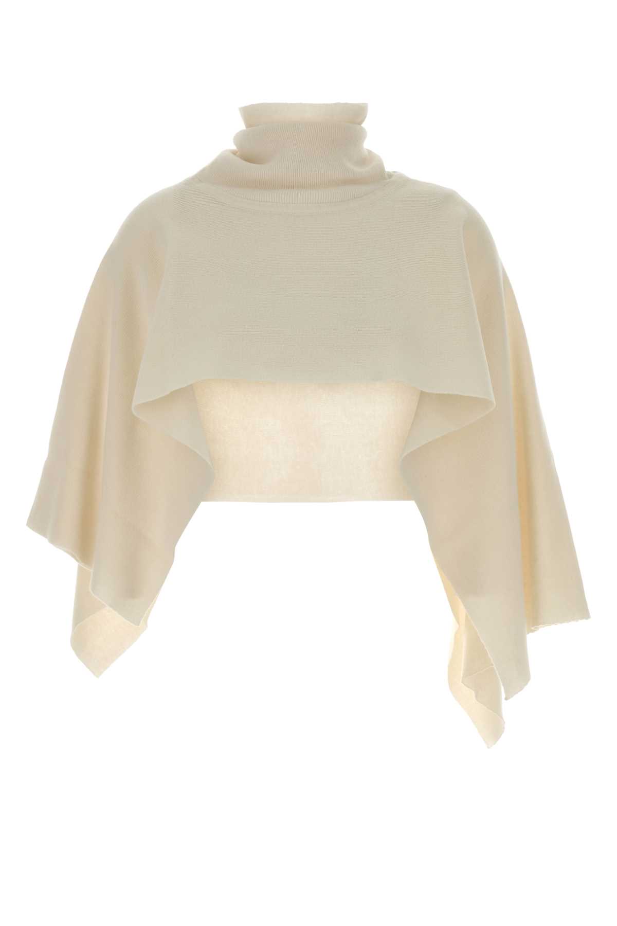 Magda Butrym Turtleneck Wool Cape In White