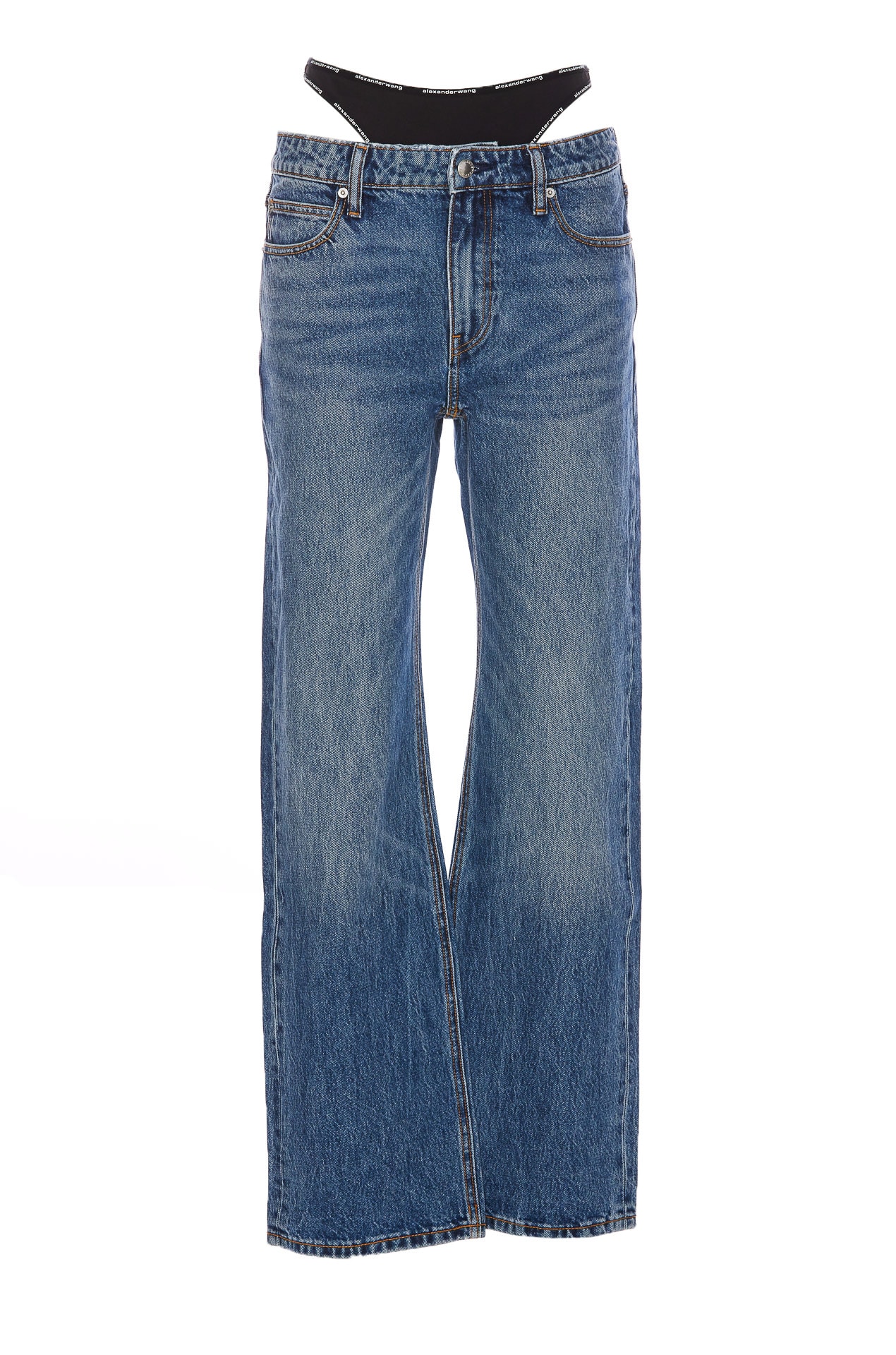 Shop Alexander Wang Jeans With Integrated Logo Boxers In Blue