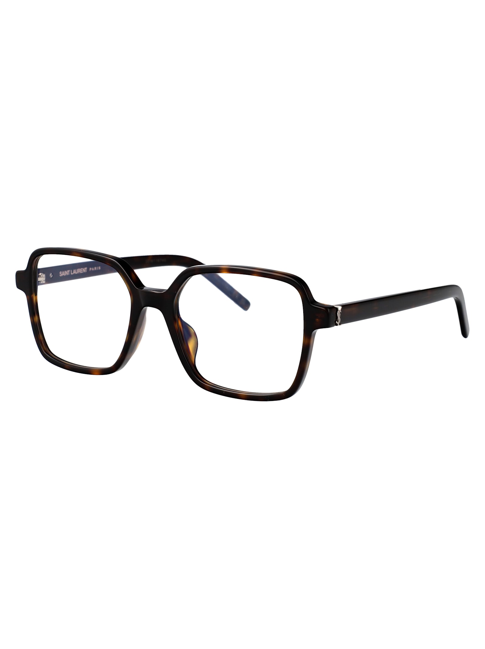 Saint Laurent Havana-havana-transparent Acetate Glasses In Transparent