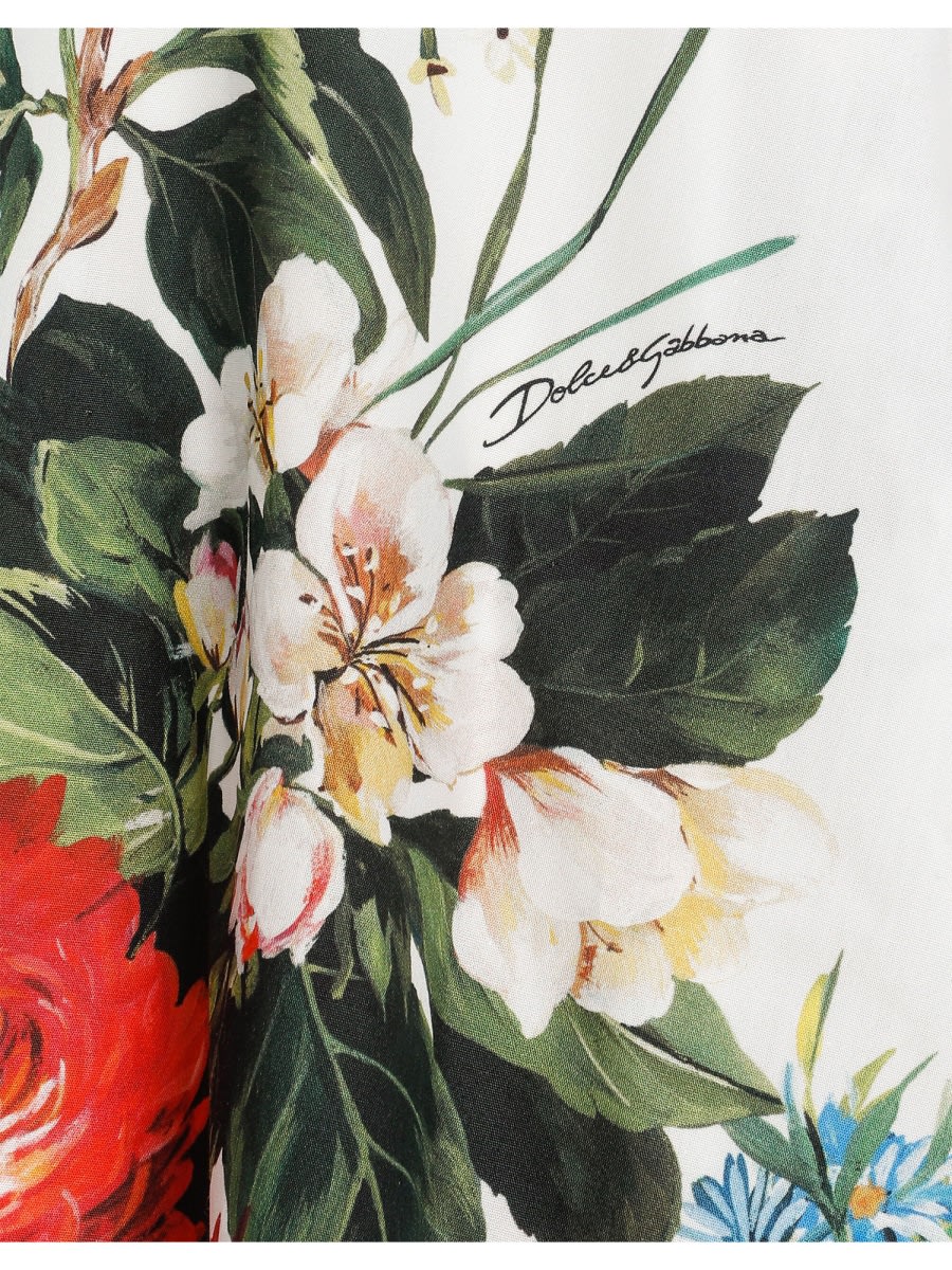 Dolce & Gabbana Flower-print Poplin Dress In Multi