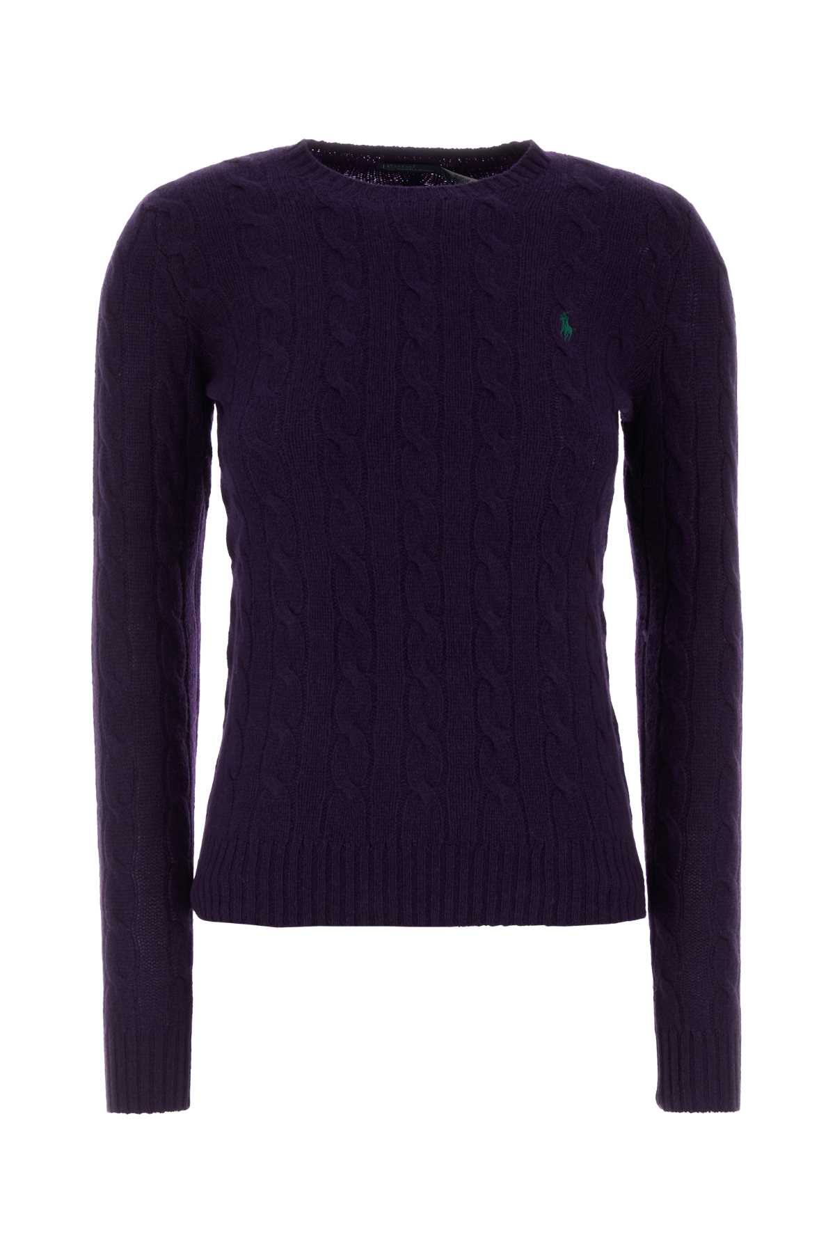 Polo Ralph Lauren Aubergine Wool Blend Sweater In Blue
