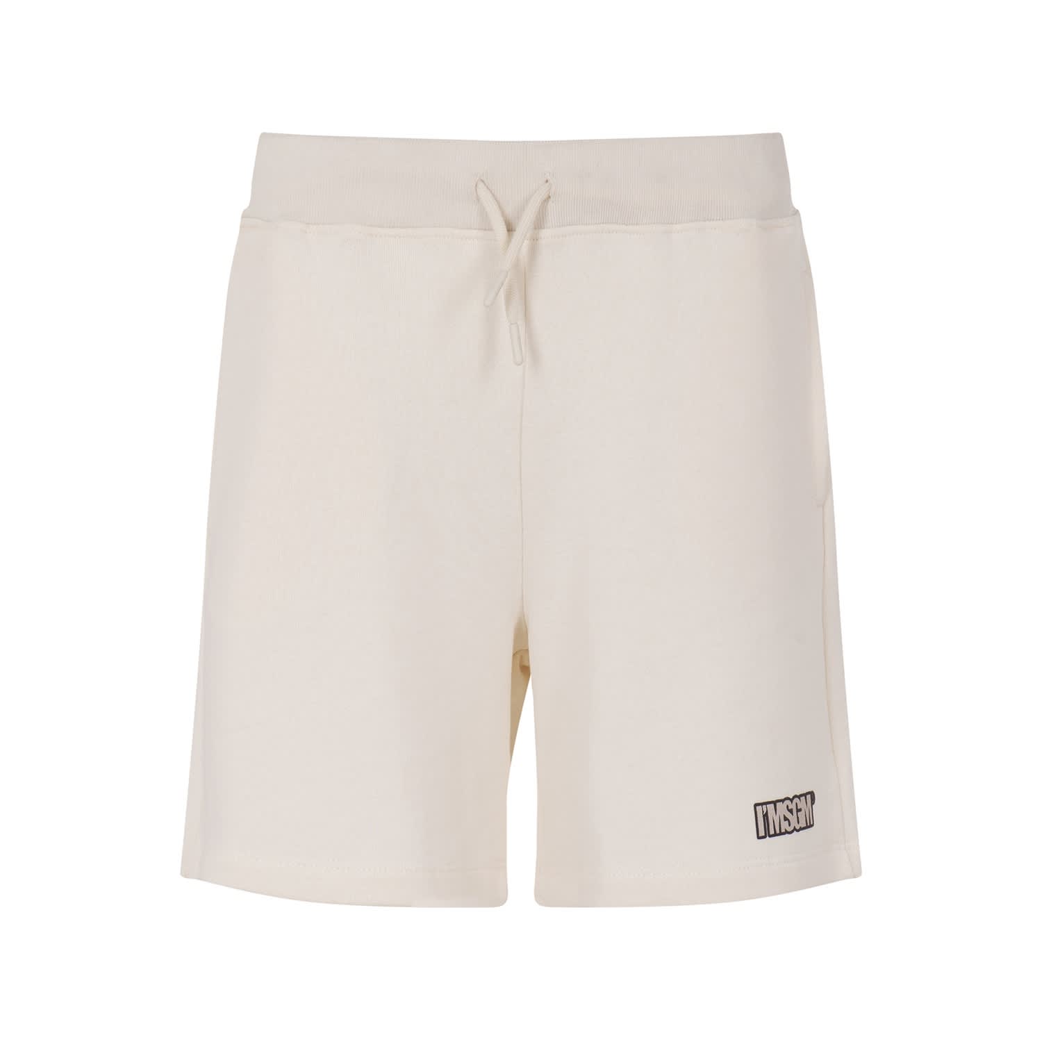 Msgm Kids' Shorts With Print In Beige